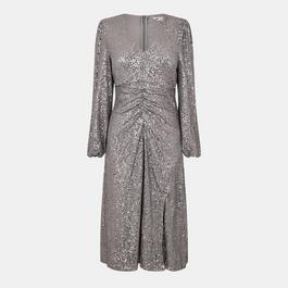 Yumi Sequin Ruched Midi Dress