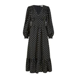 Yumi Yumi Black Foil Print Long Sleeve Midi Dress