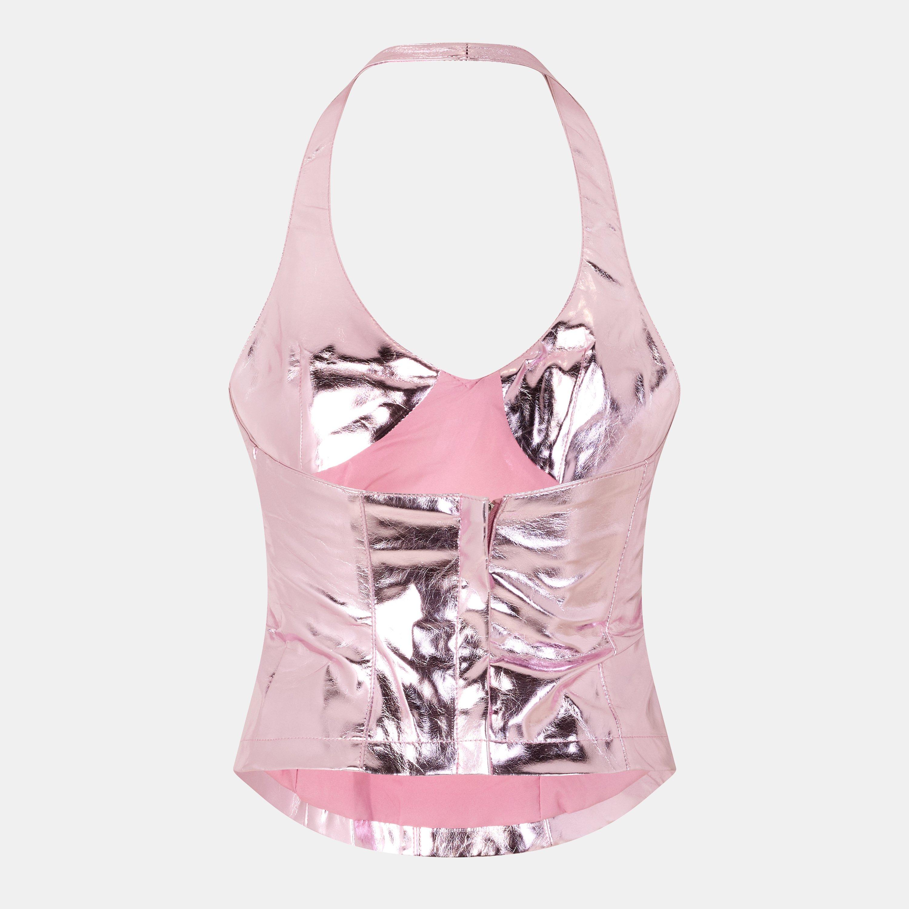 Pink - AmyLynn - Metallic Corset Top - 2