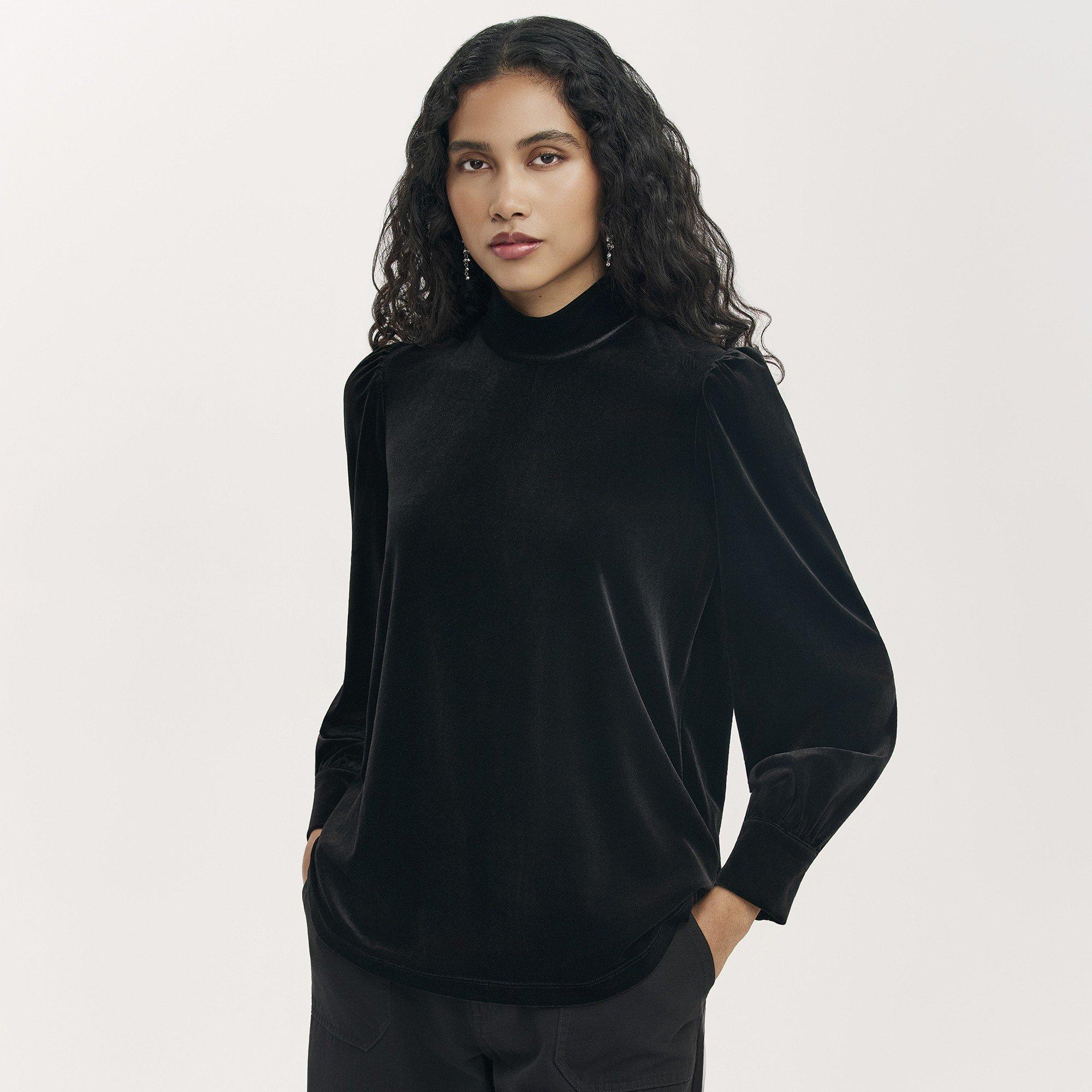 Finery Women's Clementine Long-Sleeve Plain Shirt - Black - 14 (L)