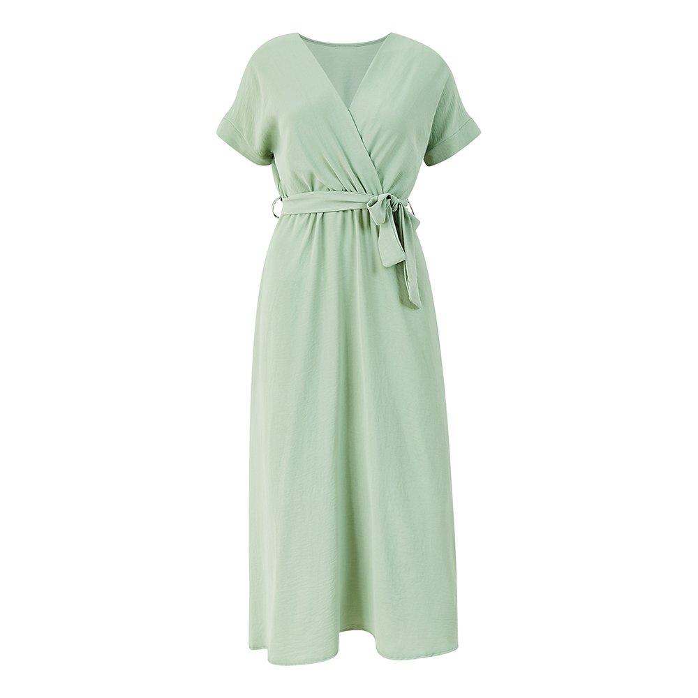 Green - Mela London - Women's Fate Maxi Wrap Dress - 1