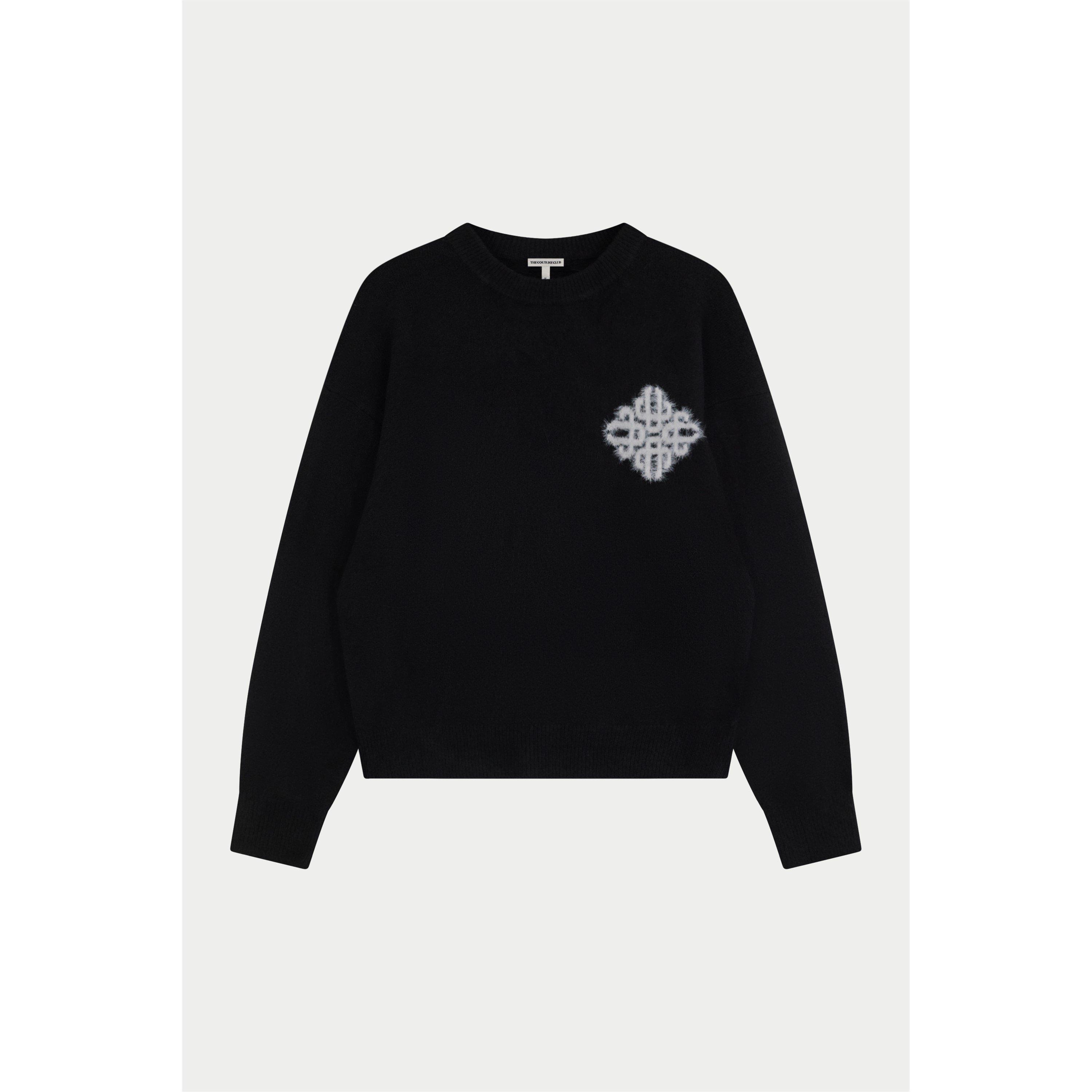 Black - The Couture Club - Men's Chunky Knit Crew Neck Jumper - 1