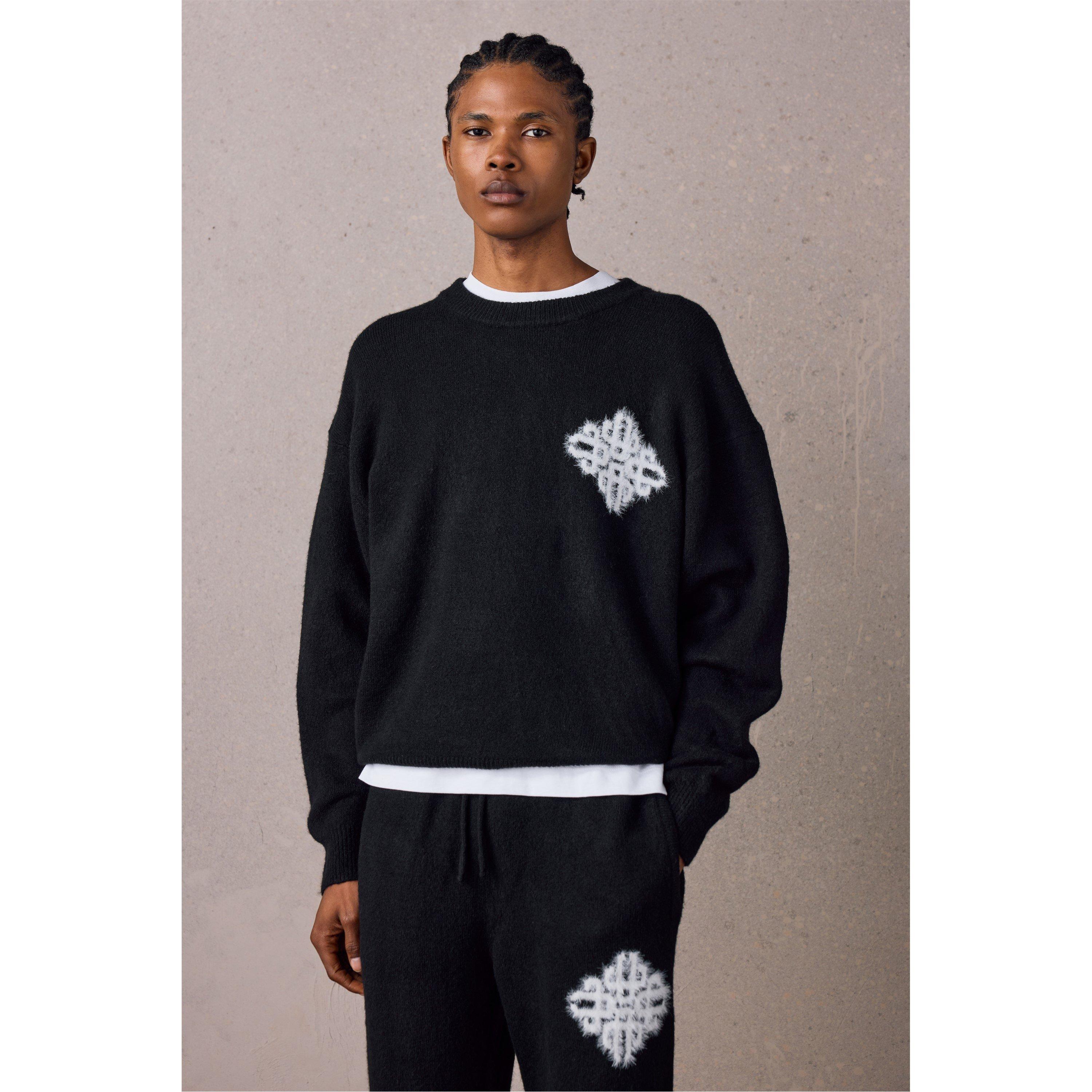 Black - The Couture Club - Men's Chunky Knit Crew Neck Jumper - 3