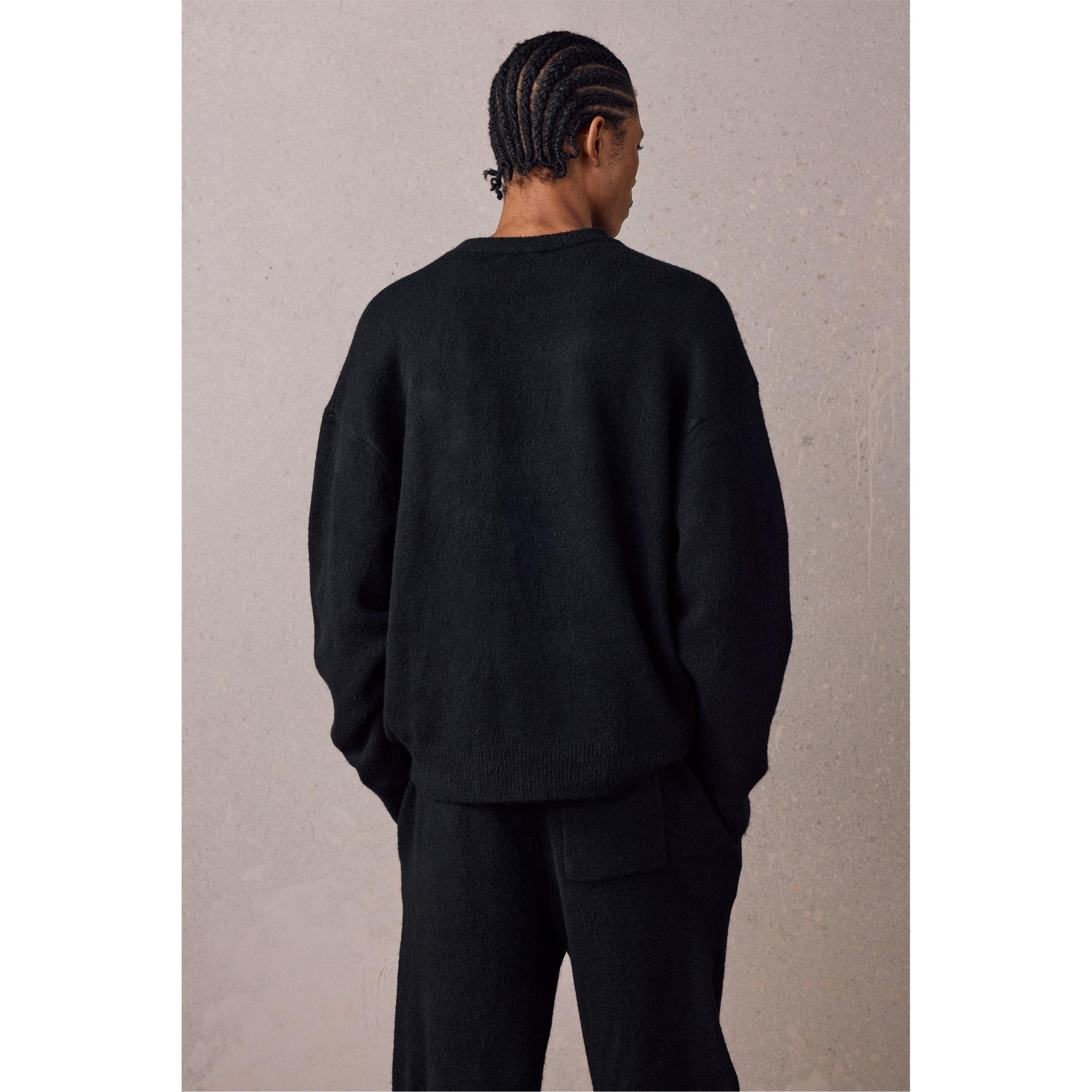 Black - The Couture Club - Men's Chunky Knit Crew Neck Jumper - 4