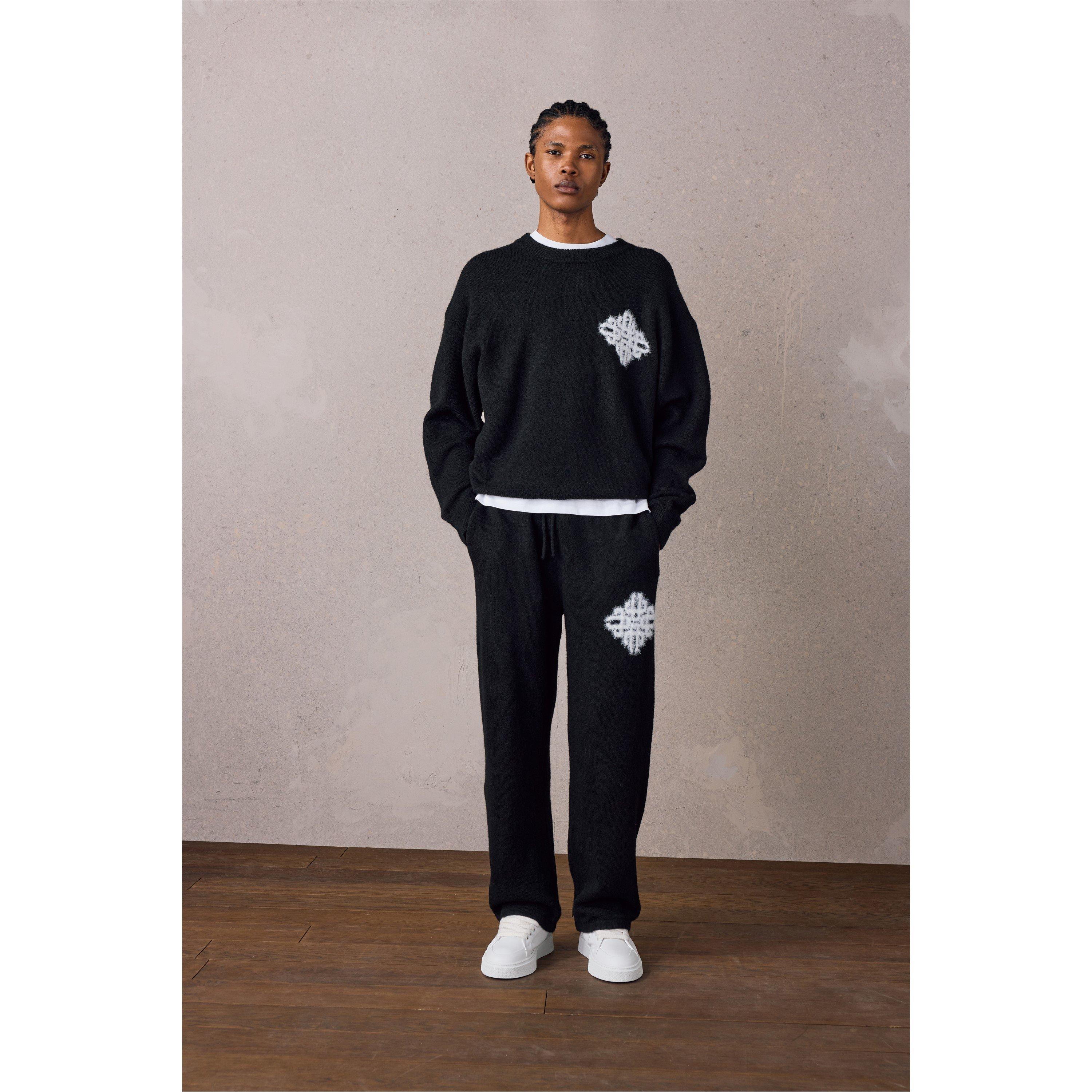 Black - The Couture Club - Men's Chunky Knit Crew Neck Jumper - 5
