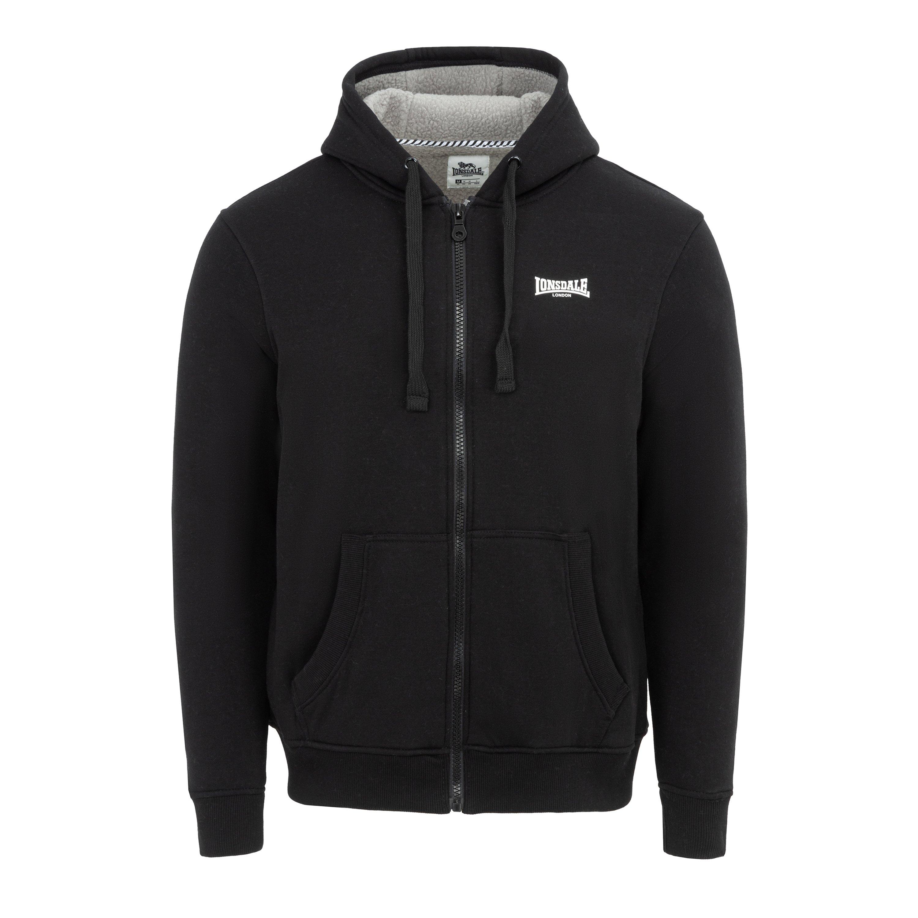 Lonsdale Men's Cotton Long Sleeve Sherpa Jacket - Black - XL