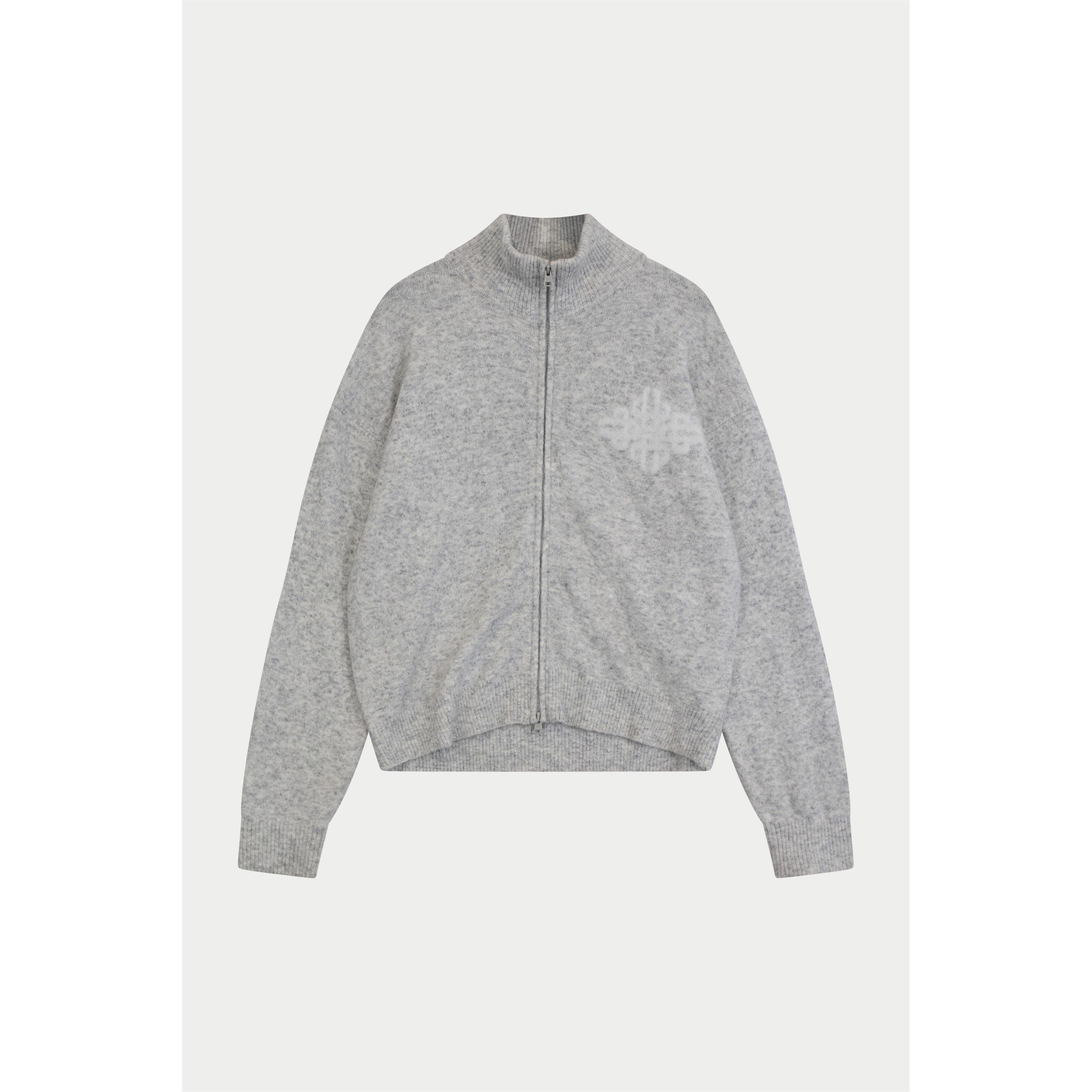 Grey - The Couture Club - Men's Fluffy Zip Hood Knitted Top - 2