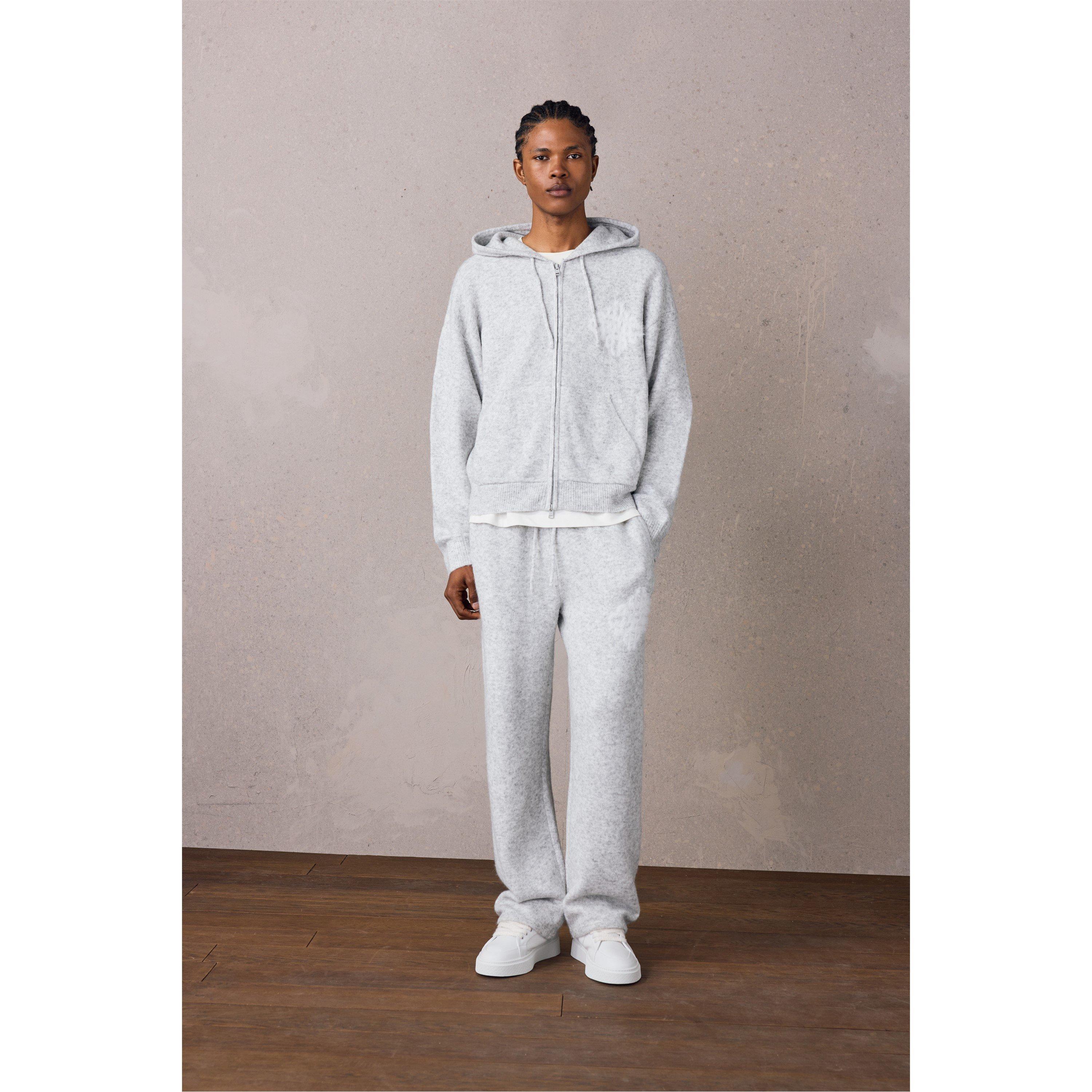 Grey - The Couture Club - Men's Fluffy Zip Hood Knitted Top - 6