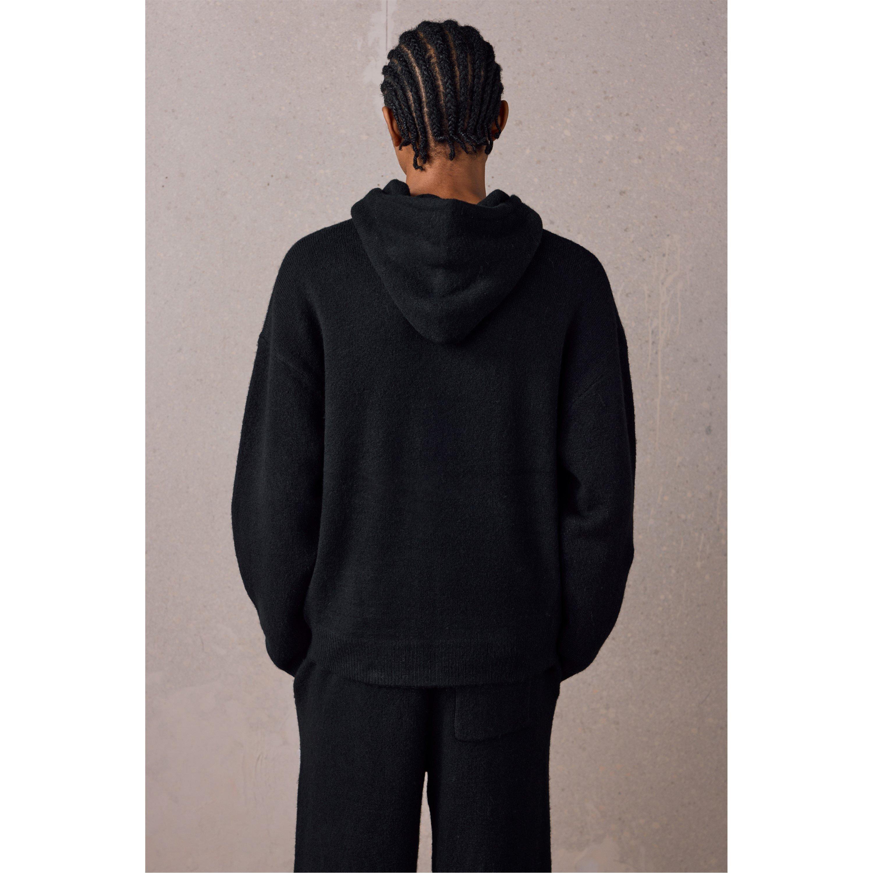 Black - The Couture Club - Men's Fluffy Zip Hood Knitted Top - 4