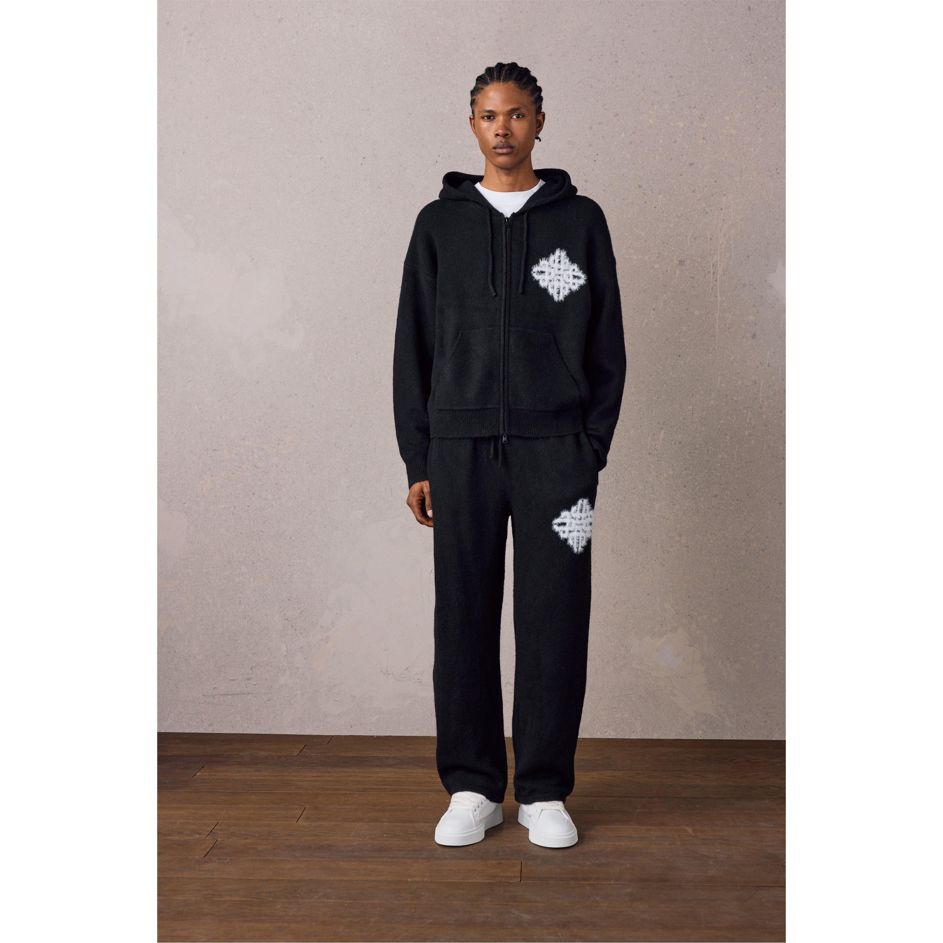 Black - The Couture Club - Men's Fluffy Zip Hood Knitted Top - 6