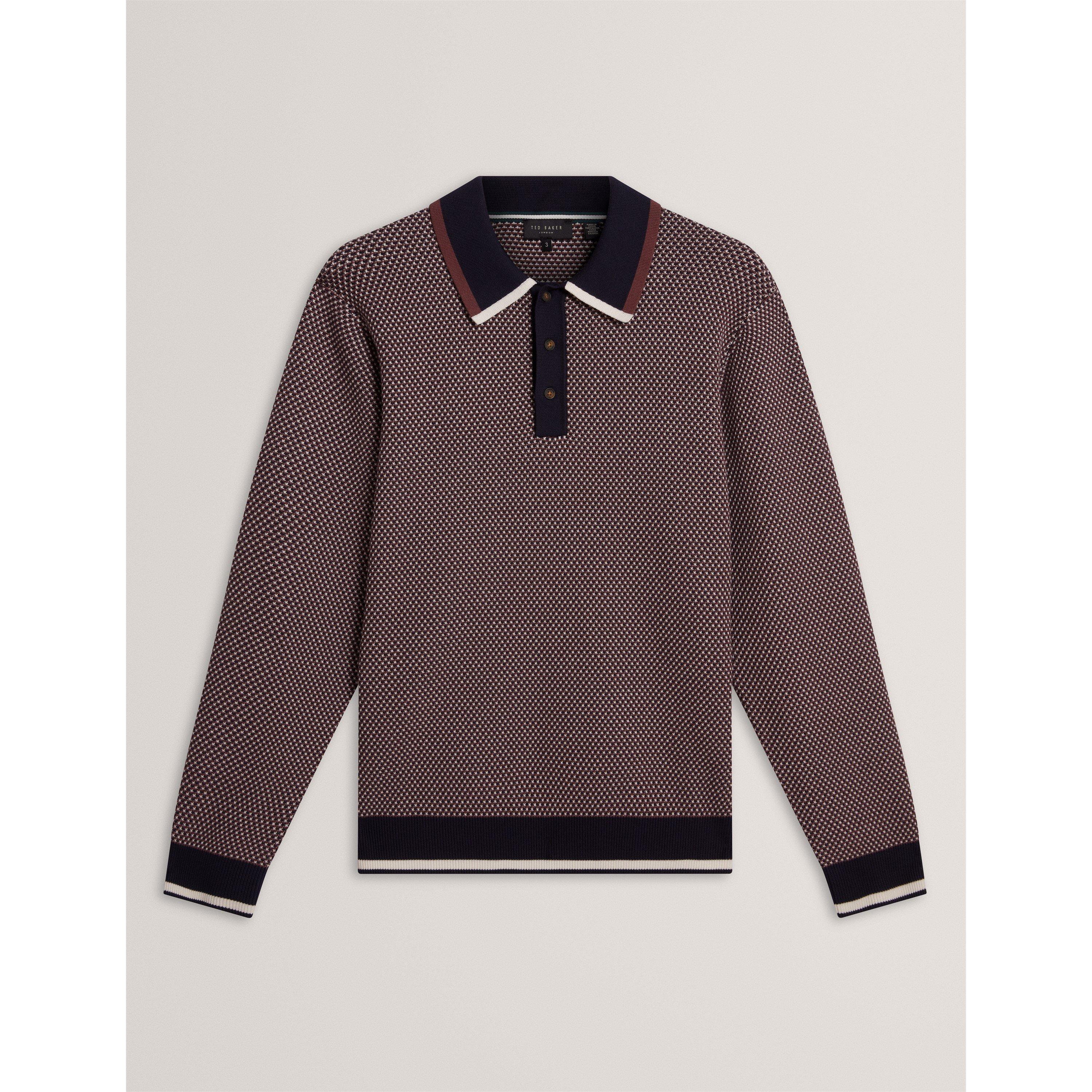 Kastanjebruin - Ted Baker - Ted LS Waffle Polo Sn71 - 1