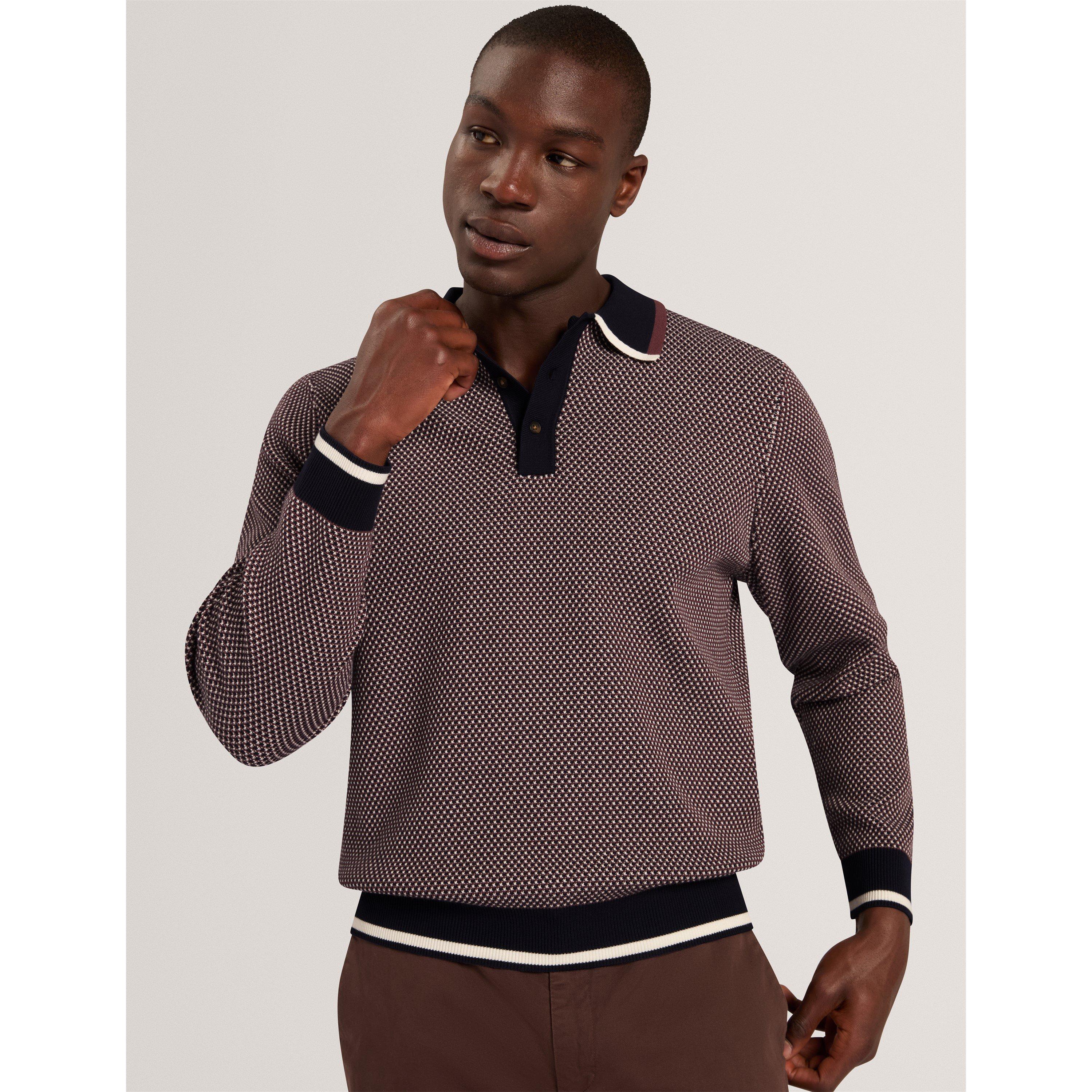 Kastanjebruin - Ted Baker - Ted LS Waffle Polo Sn71 - 3