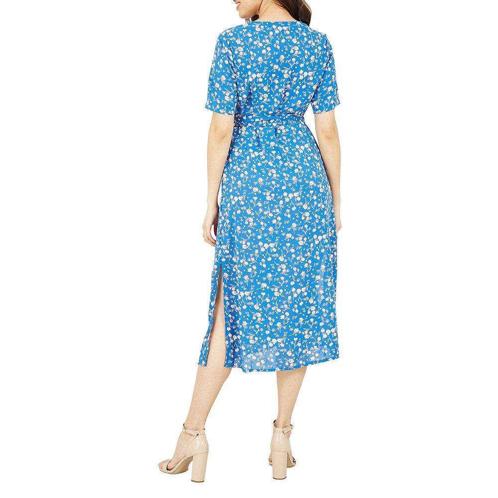 Blue - Mela London - Women's Midi Wrap Dress - 4
