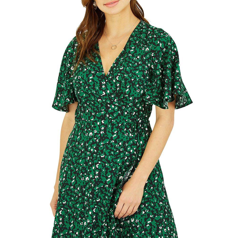 Green - Mela London - Women's Green Leopard Print Wrap Dress - 3