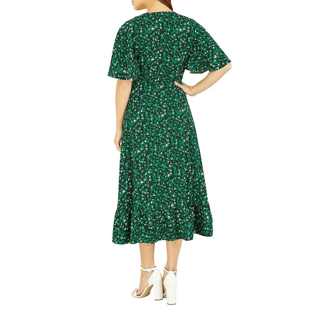 Green - Mela London - Women's Green Leopard Print Wrap Dress - 4