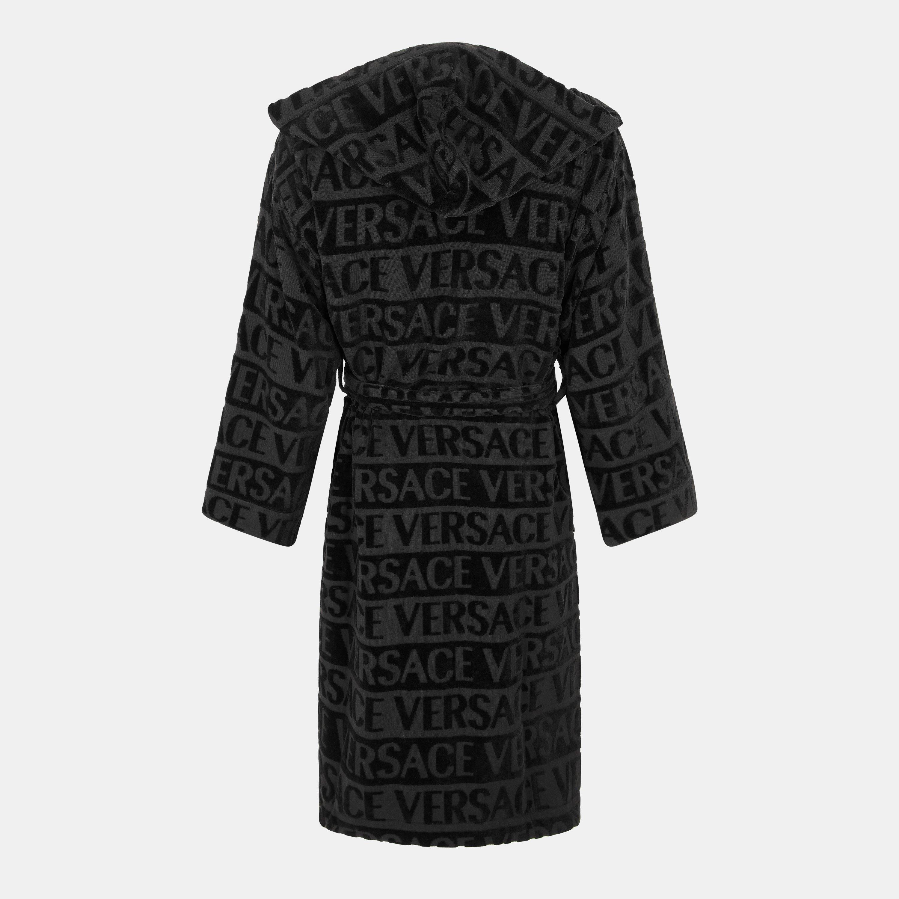 Black - Versace Home - Unisex Adults Hooded Bathrobe - 2