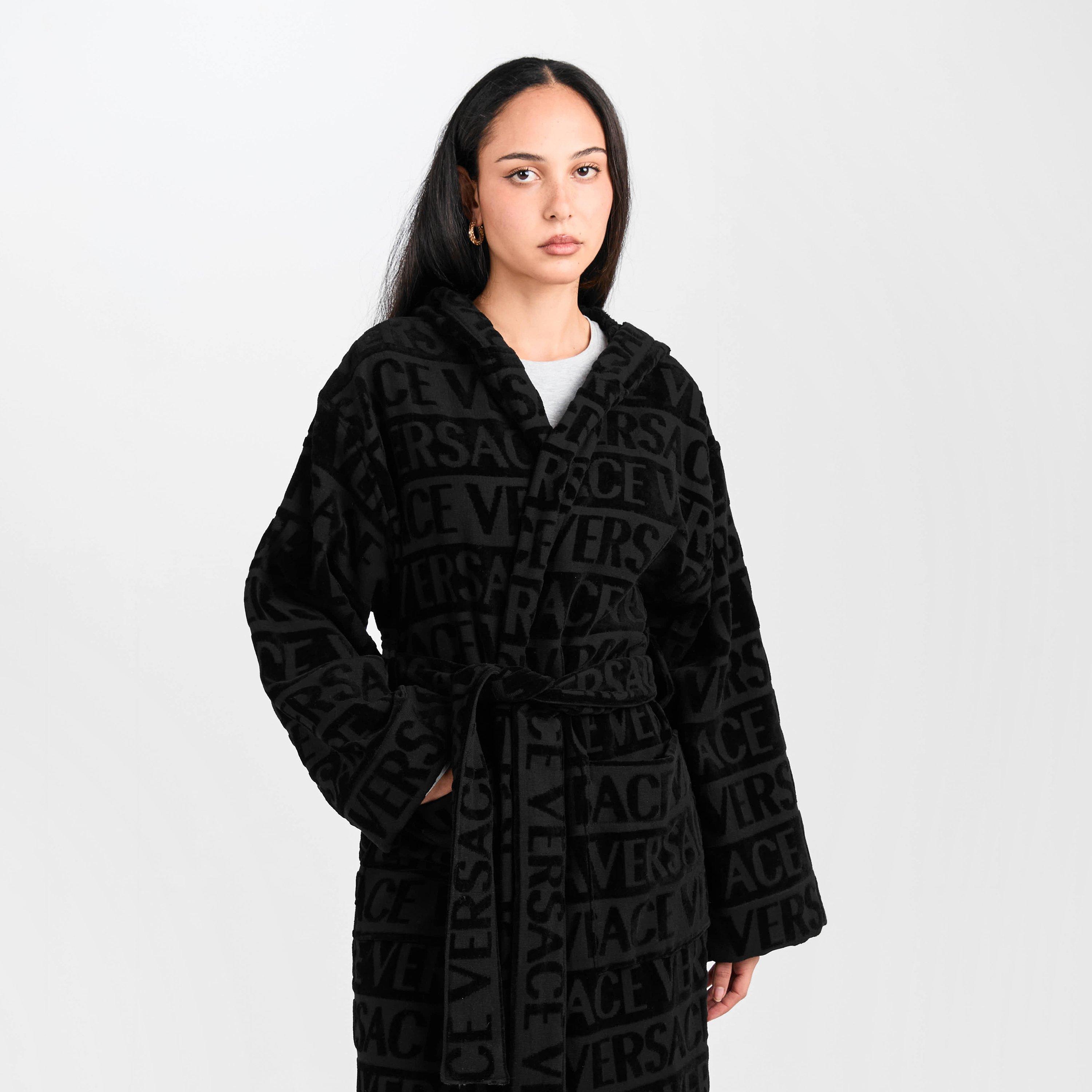 Black - Versace Home - Unisex Adults Hooded Bathrobe - 3