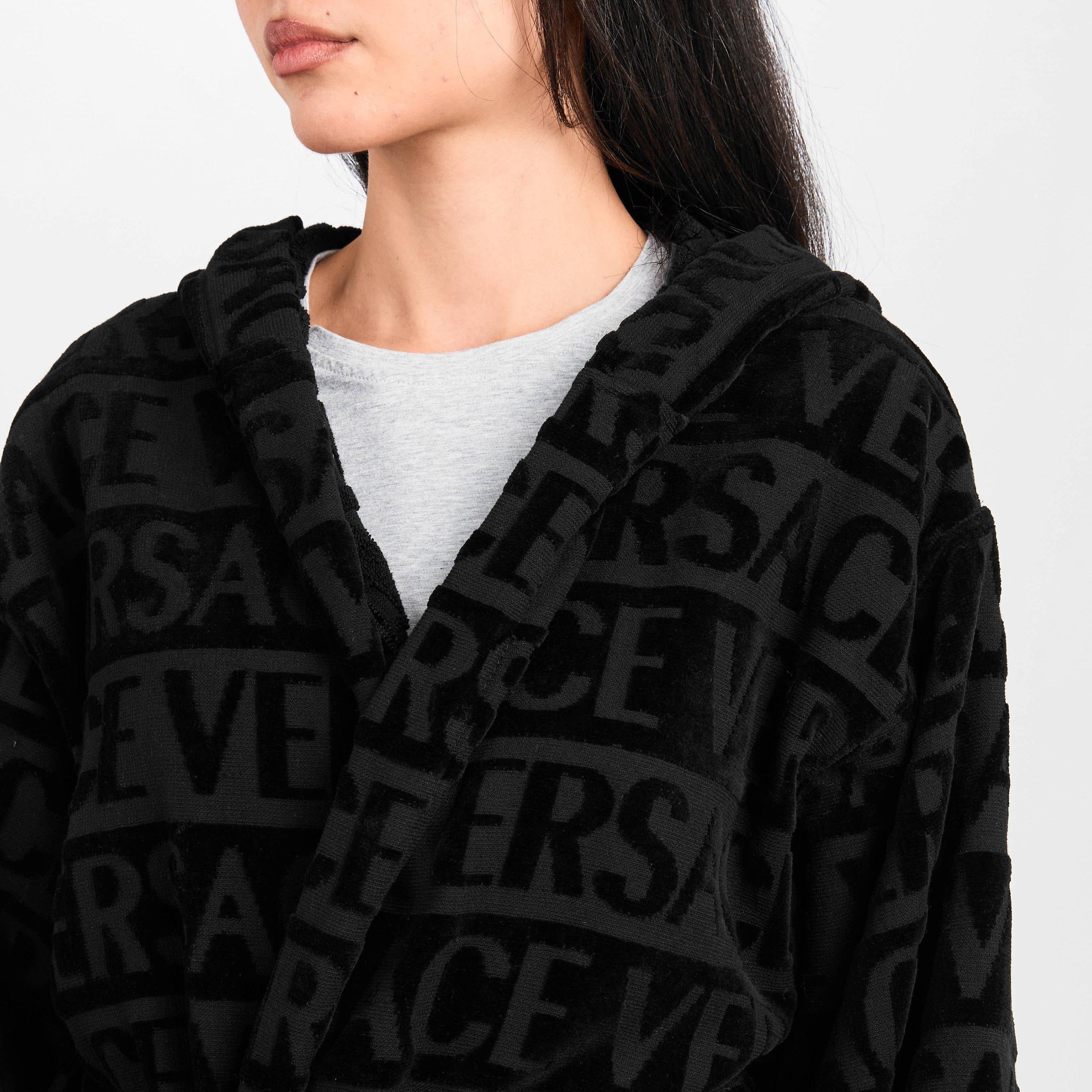 Black - Versace Home - Unisex Adults Hooded Bathrobe - 5