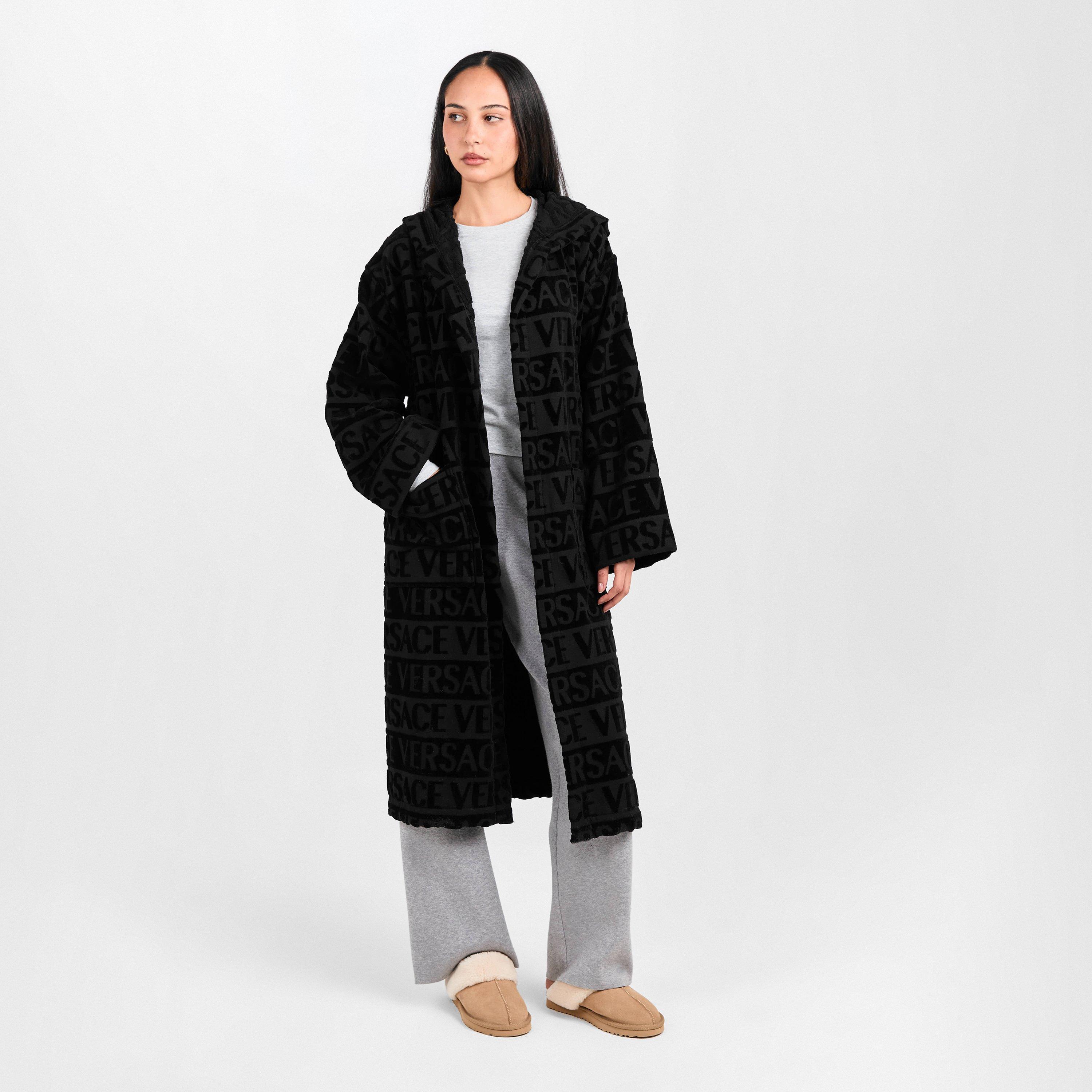 Black - Versace Home - Unisex Adults Hooded Bathrobe - 6