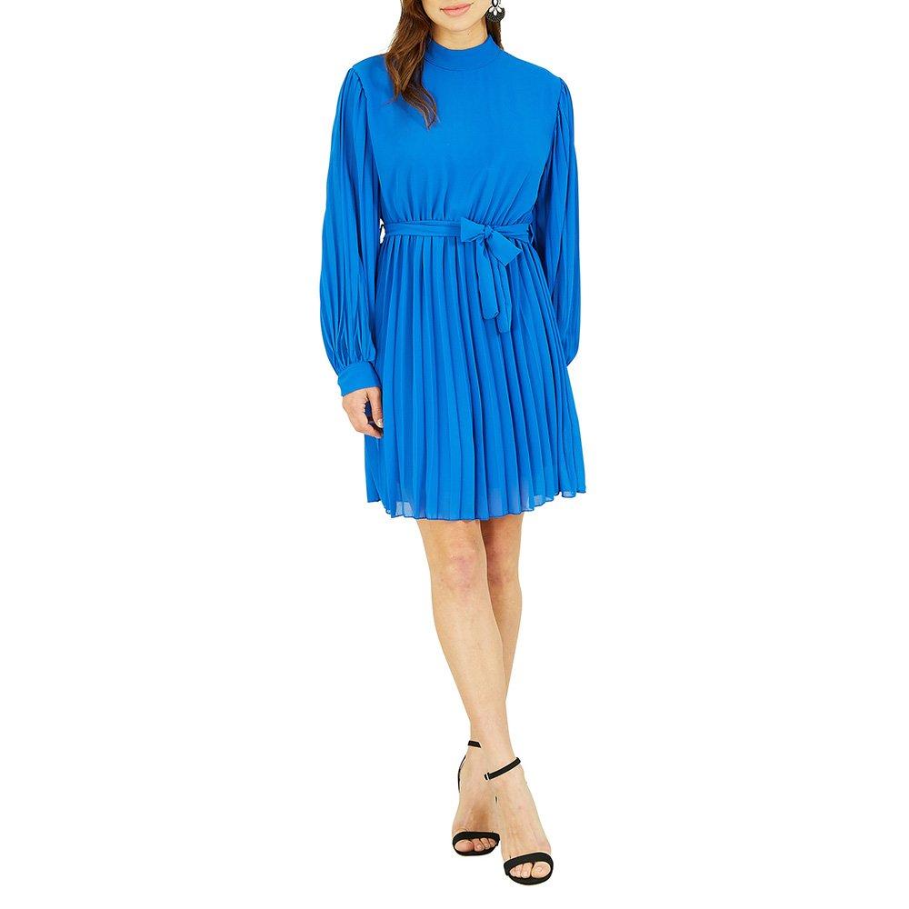 Blue - Mela London - Women's Blue Long-Sleeve High Neck Tunic Wrap Dress - 2