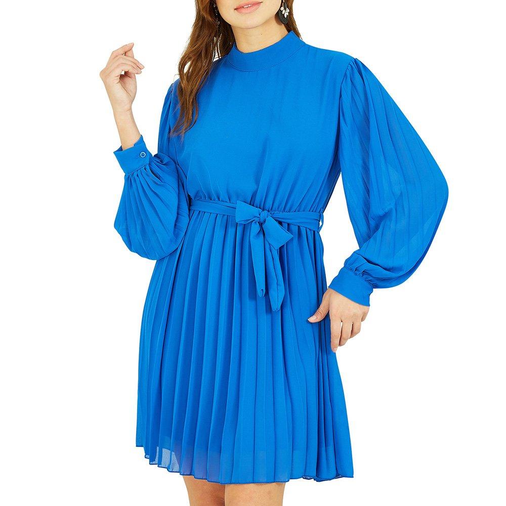 Blue - Mela London - Women's Blue Long-Sleeve High Neck Tunic Wrap Dress - 3