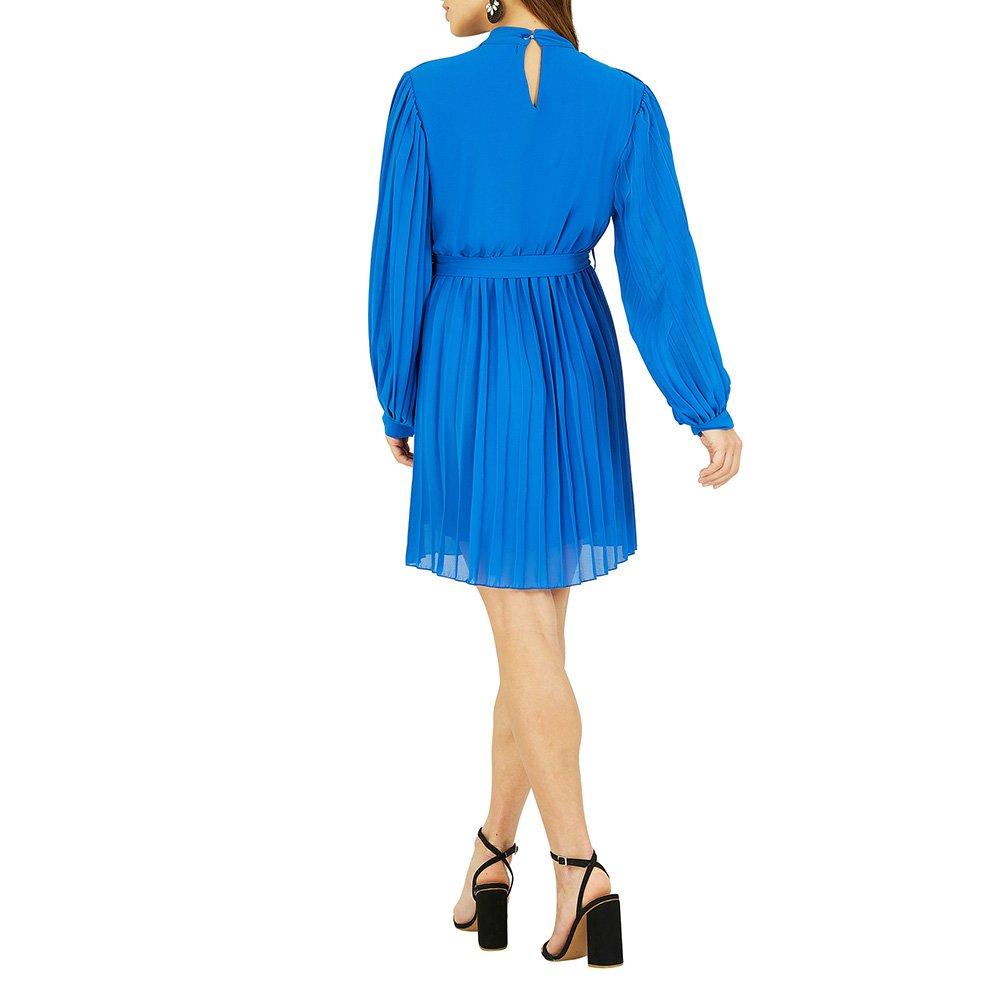 Blue - Mela London - Women's Blue Long-Sleeve High Neck Tunic Wrap Dress - 4