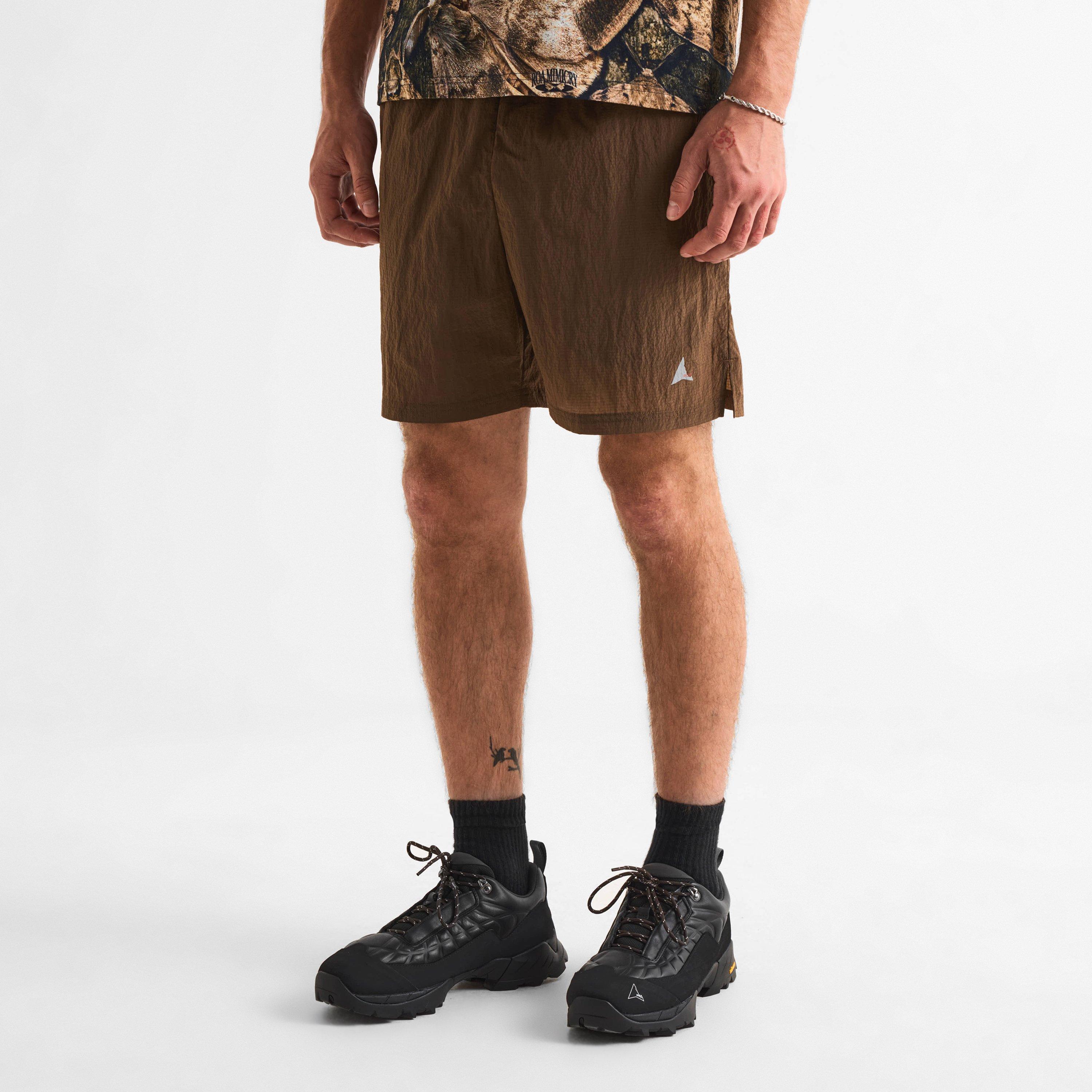Brown - ROA - Men's Helder 5 Inch Short Woven Tracksuit Shorts - 3