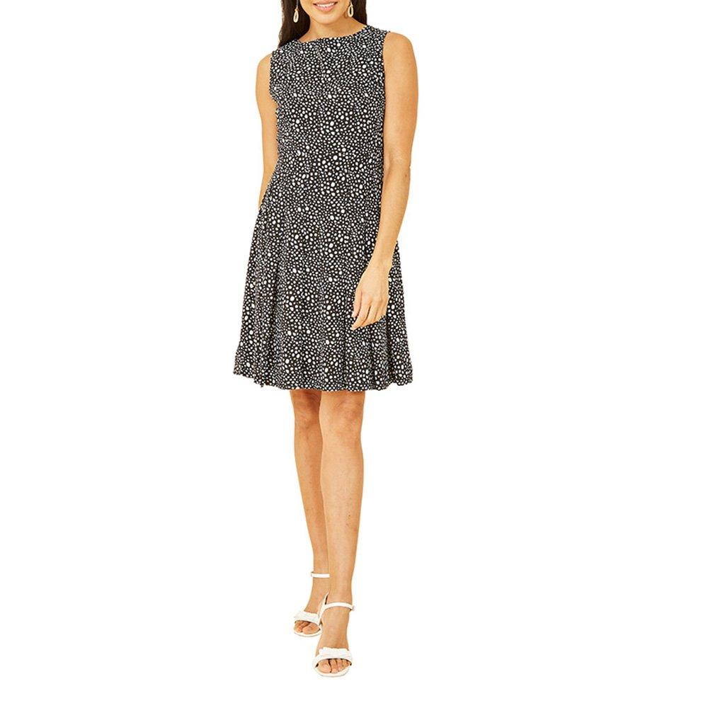 Black - Mela London - Women's Black Spot Print Skater Dress - 2