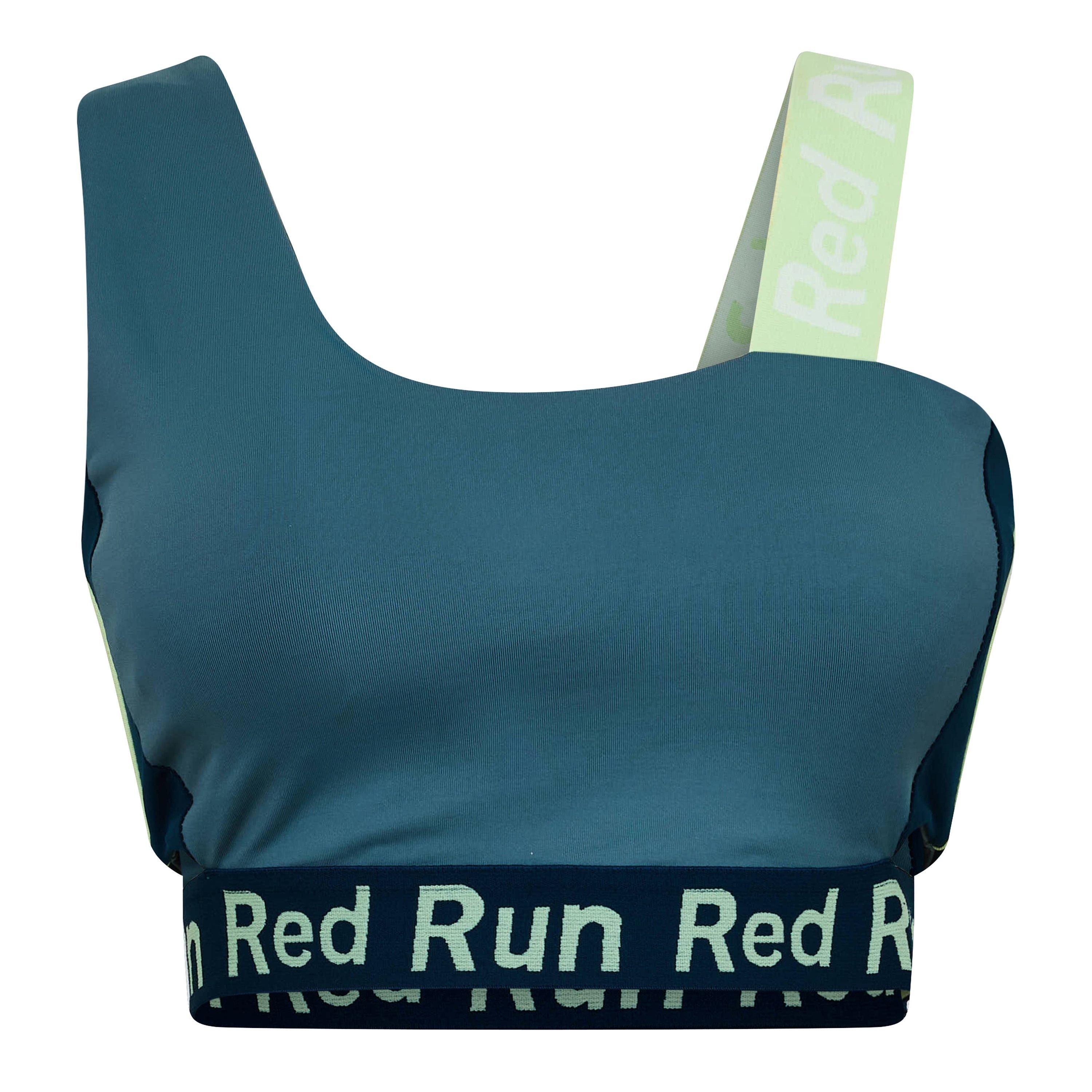 Red Run Womens Skyline Colour Block Bra - Green - Size 10 (S)