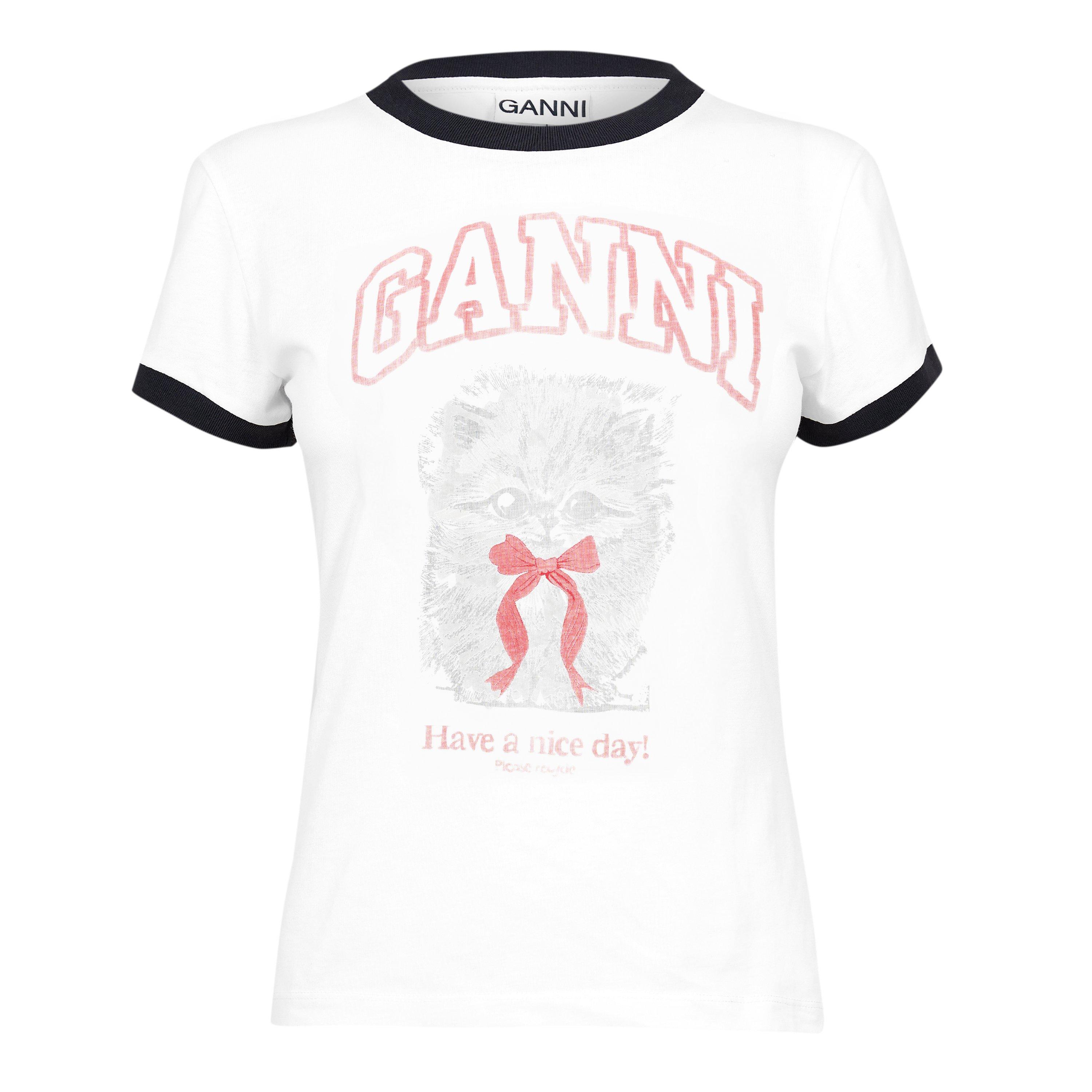 Bright White - Ganni - Ganni Kitty Print Ld61 - 1
