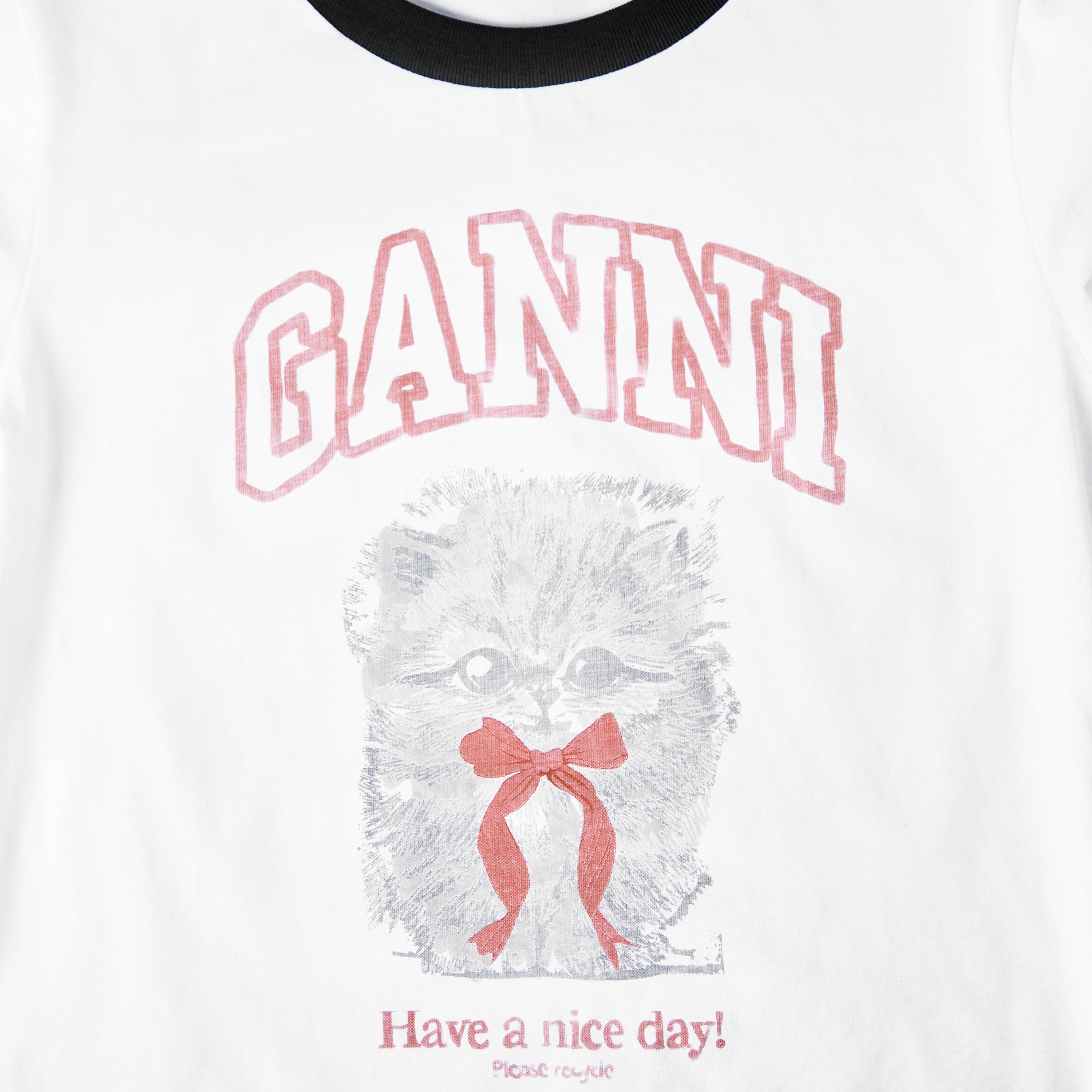 Bright White - Ganni - Ganni Kitty Print Ld61 - 3