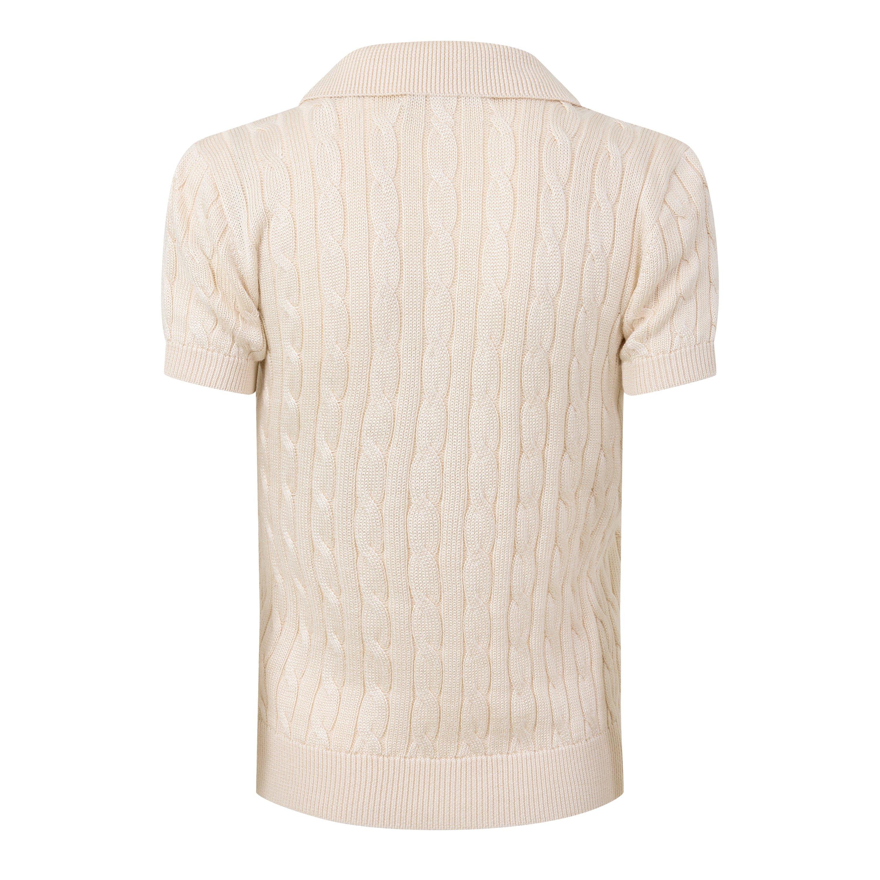 Masc Cream - Lauren by Ralph Lauren - LRL Cable Knit Polo Ld00 - 2