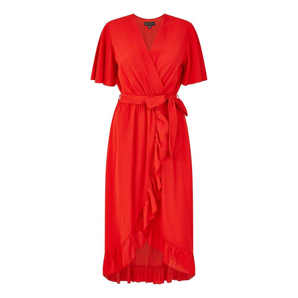 Mela London Women's Greenwrap Frill Hem Wrap Dress - Red - 8 (XS)