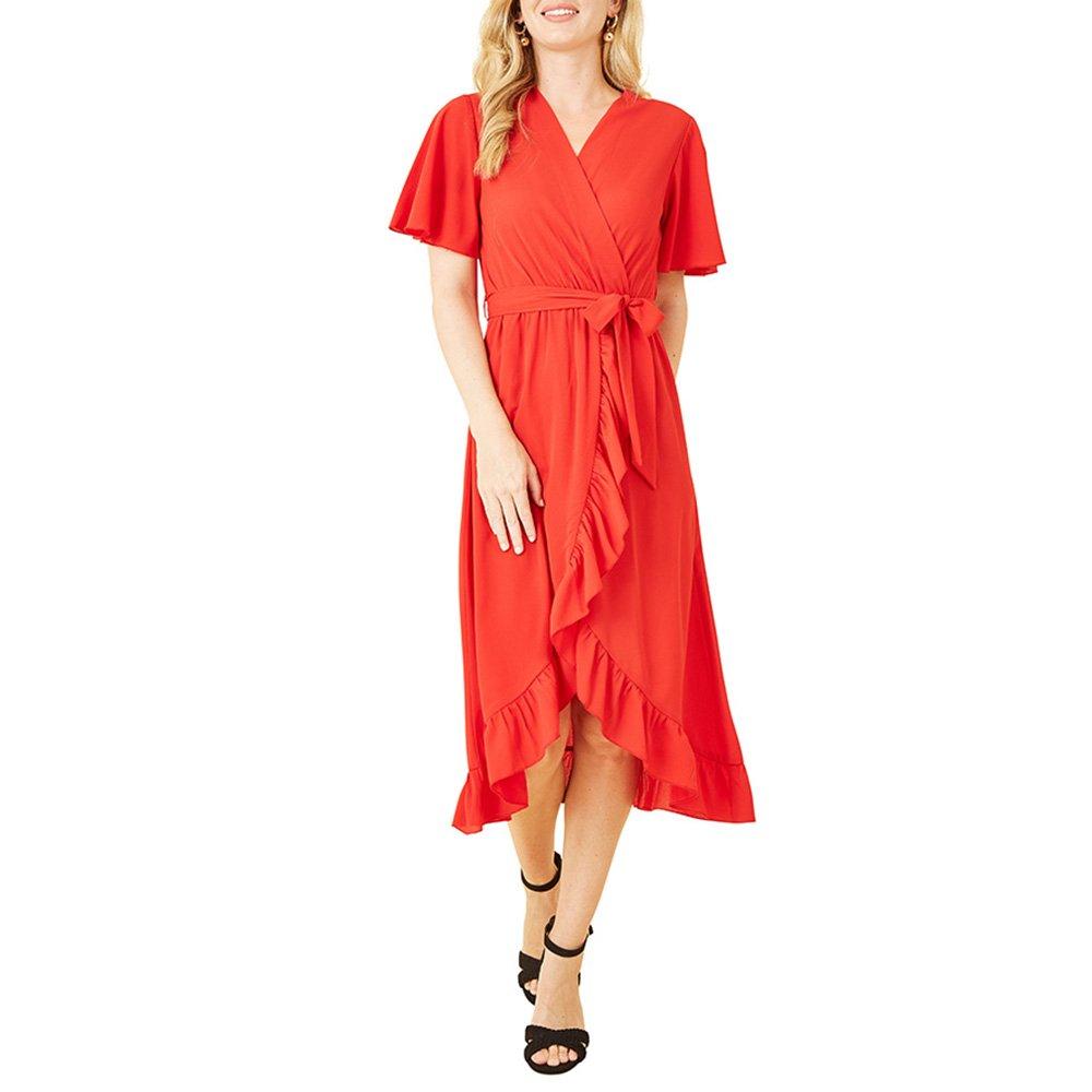 Red - Mela London - Women's Greenwrap Frill Hem Wrap Dress - 2