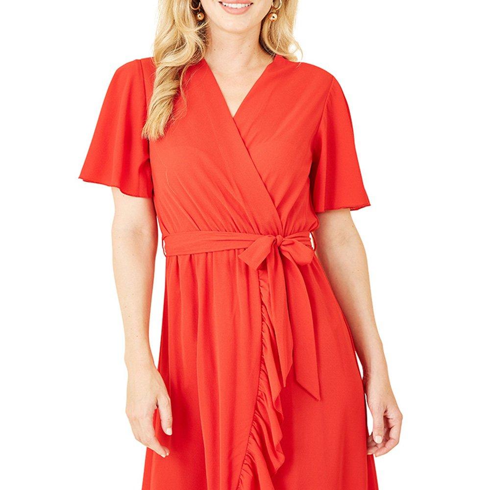 Red - Mela London - Women's Greenwrap Frill Hem Wrap Dress - 3