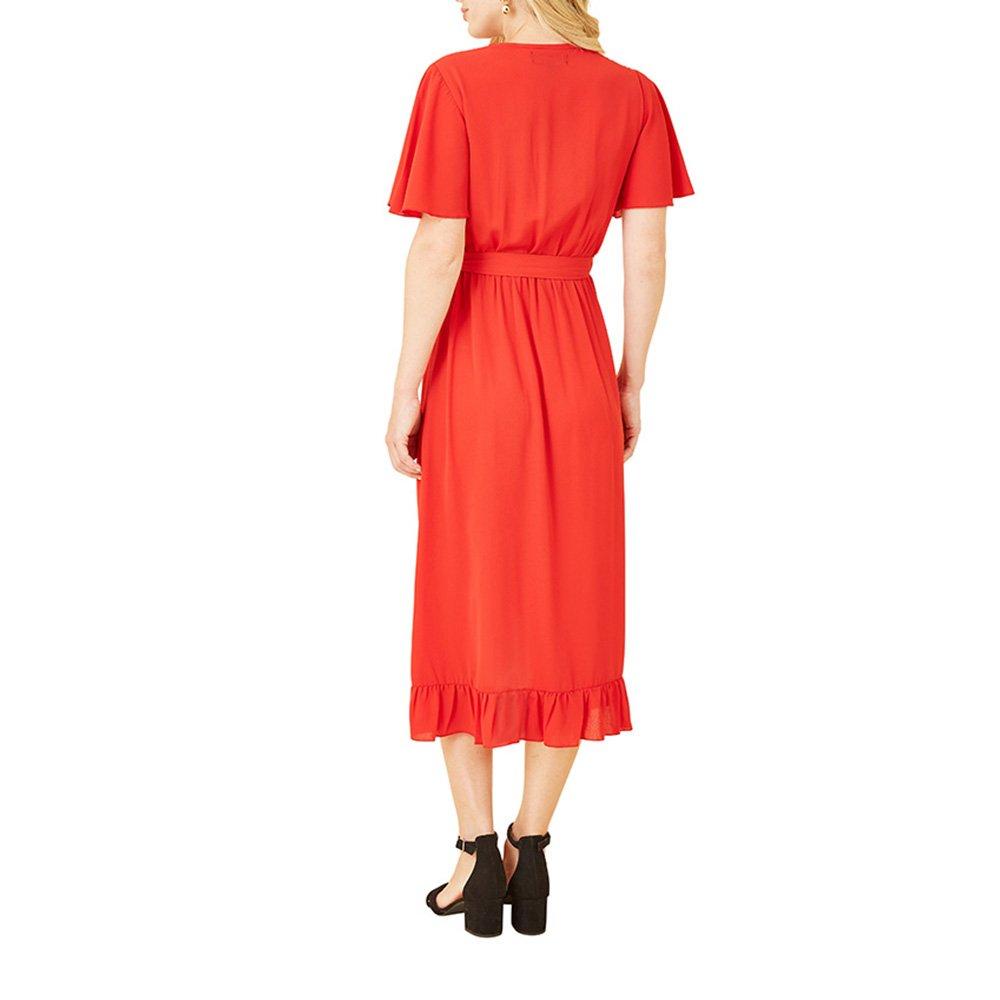 Red - Mela London - Women's Greenwrap Frill Hem Wrap Dress - 4