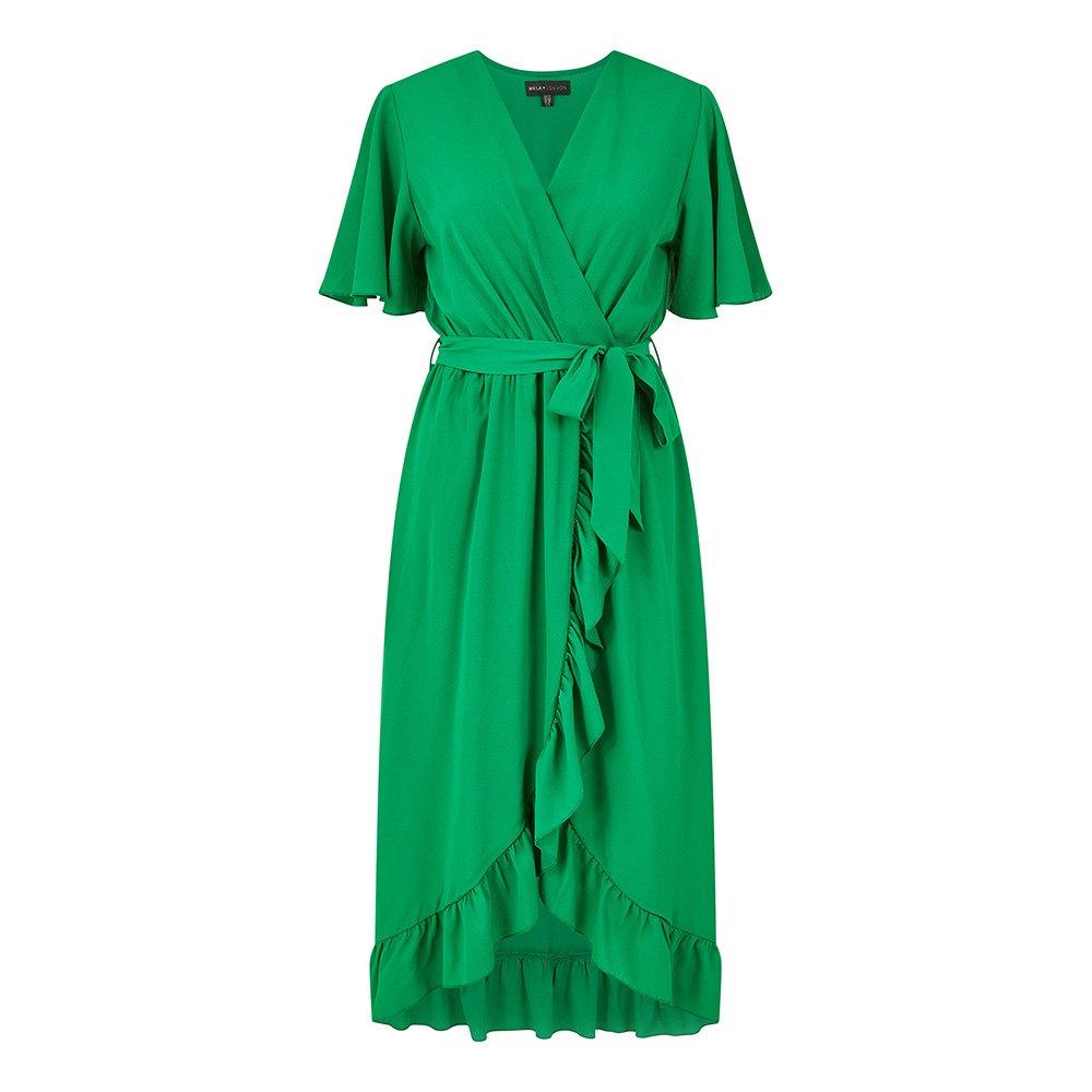 Mela London Women's Greenwrap Frill Hem Wrap Dress - Bright Green - 8 (XS)