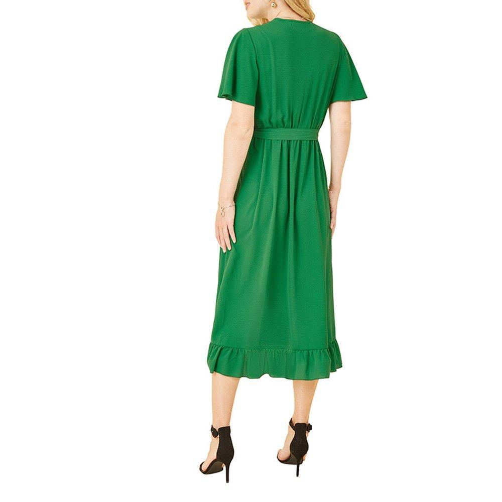 Bright Green - Mela London - Women's Greenwrap Frill Hem Wrap Dress - 4