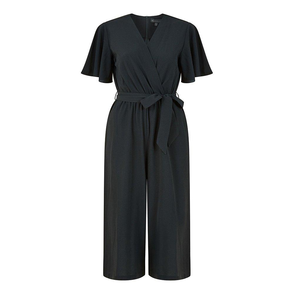 Mela London Women's Navy Wrap Angel Sleeve Jumpsuit - Black - 8 (XS)