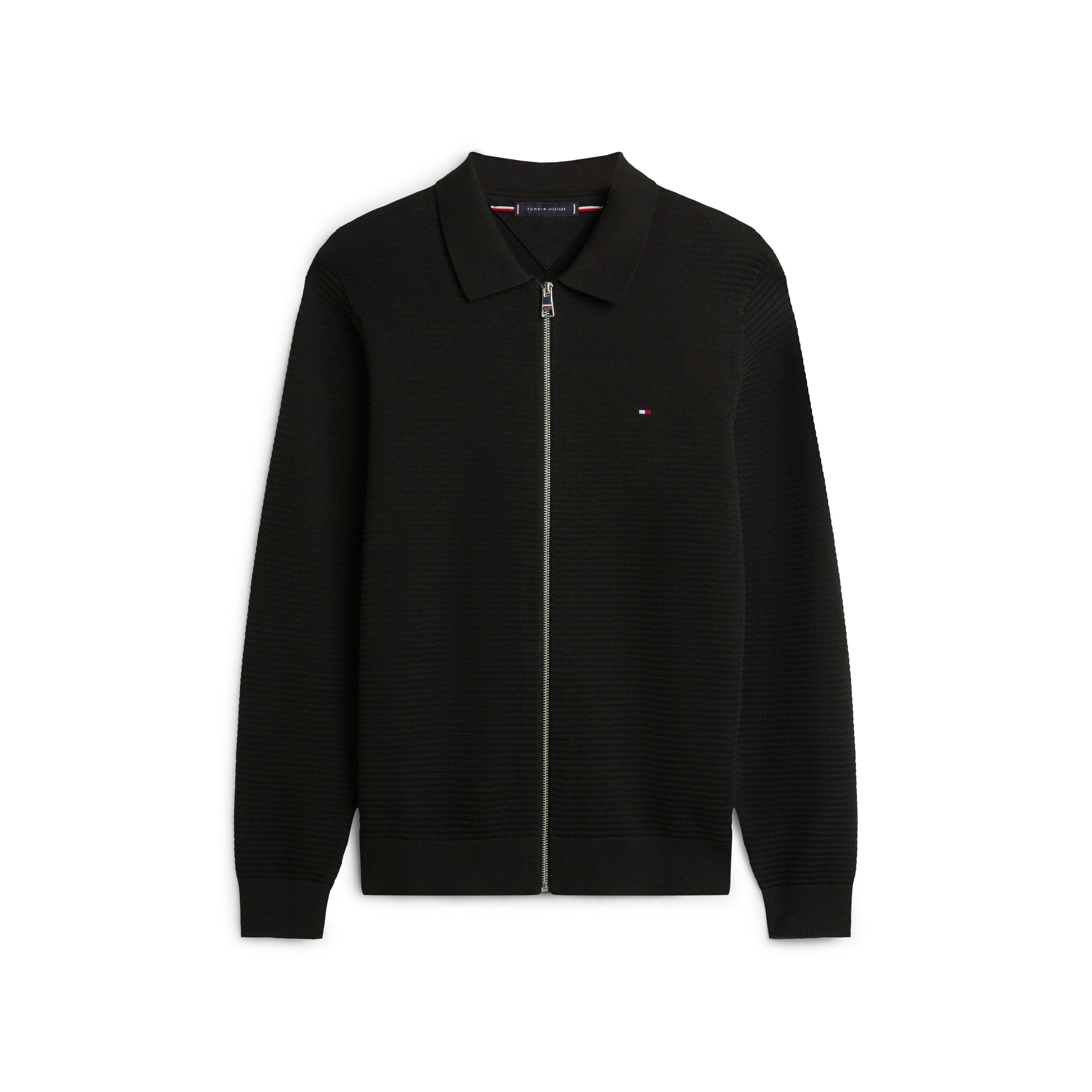 Tommy Hilfiger Men's Structure Full Zip Crew Neck Jumper - Black - XL