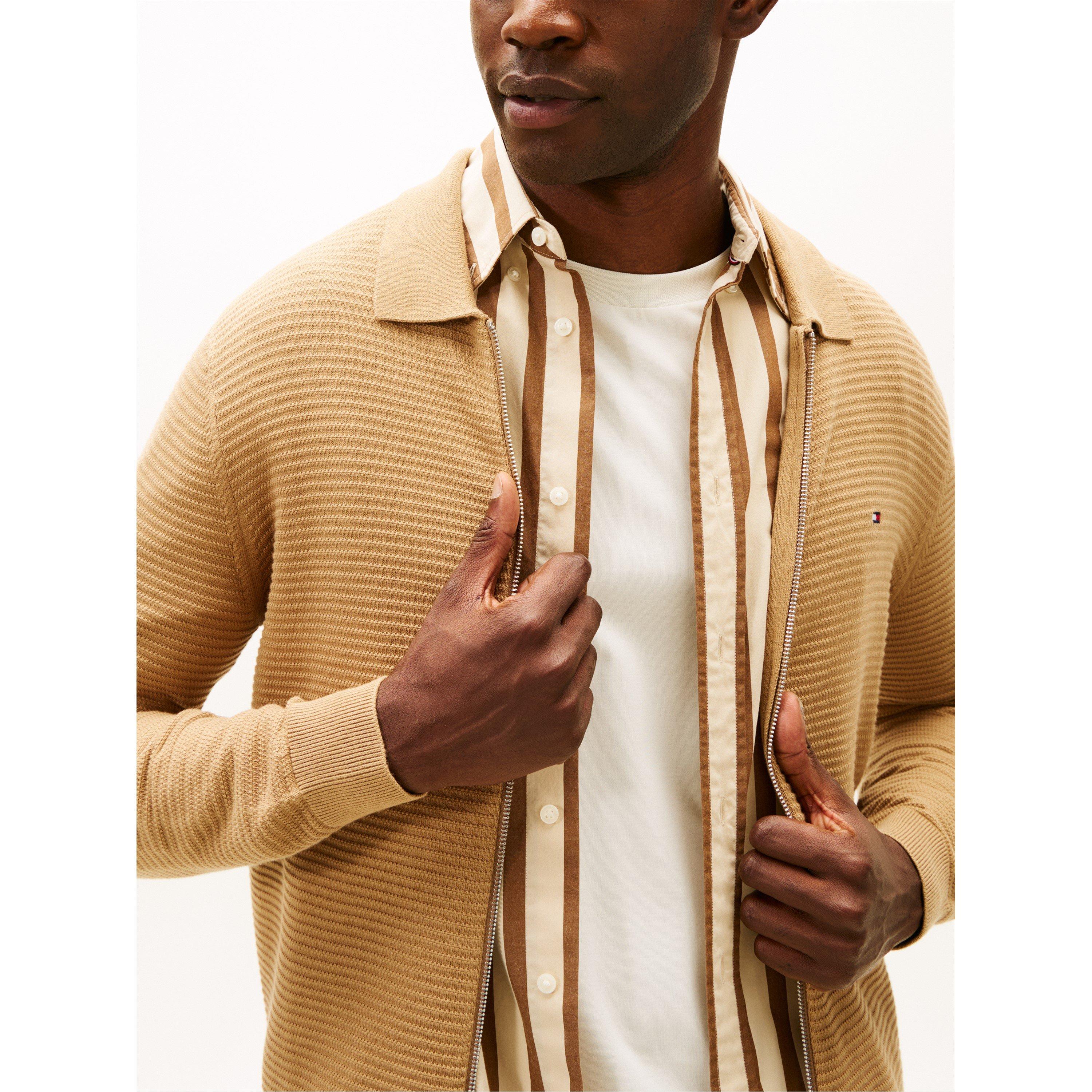 Safari Canvas - Tommy Hilfiger - Men's Structure Full Zip Crew Neck Jumper - 3