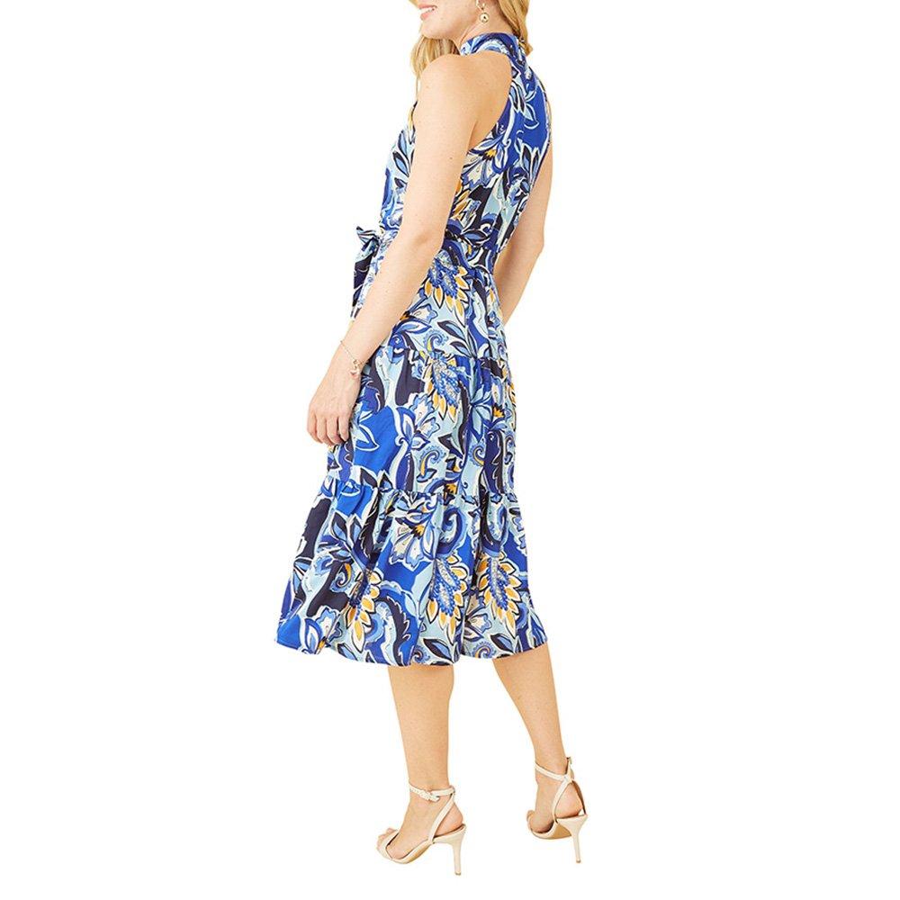 Blue - Mela London - Blue Paisley Floral Halter Midi Dress - 4