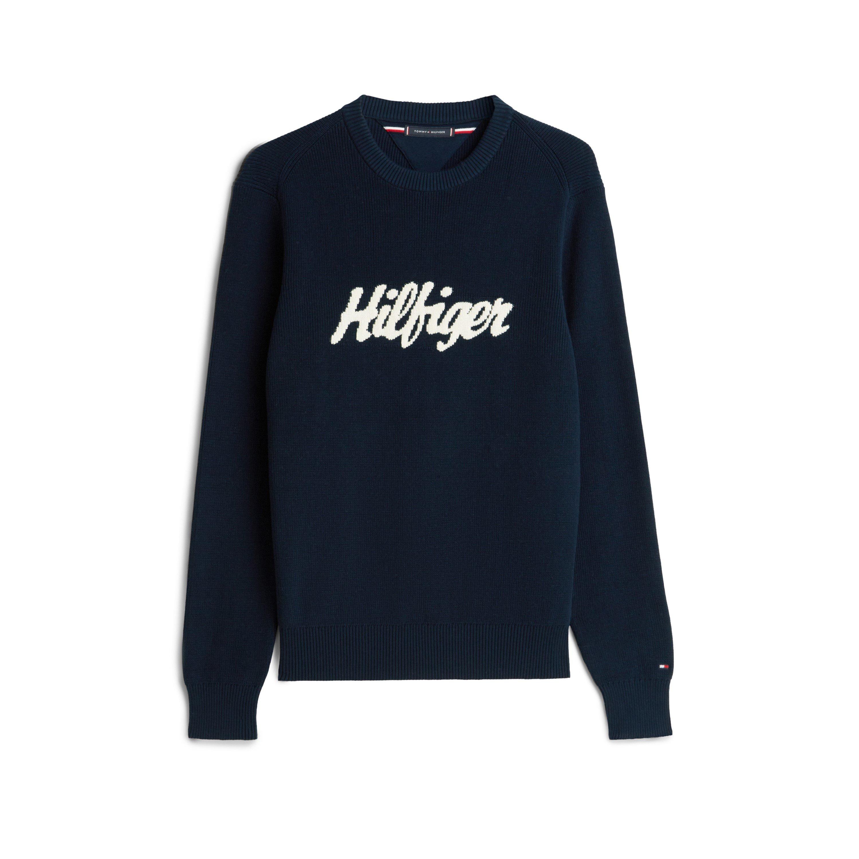 Tommy Hilfiger Men's Logo Knitted Crew Neck Jumper - Night Navy - M