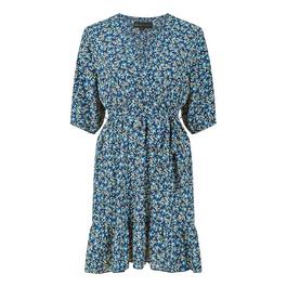 Mela London Mela London Blue Ditsy Floral Wrap Skater Dress
