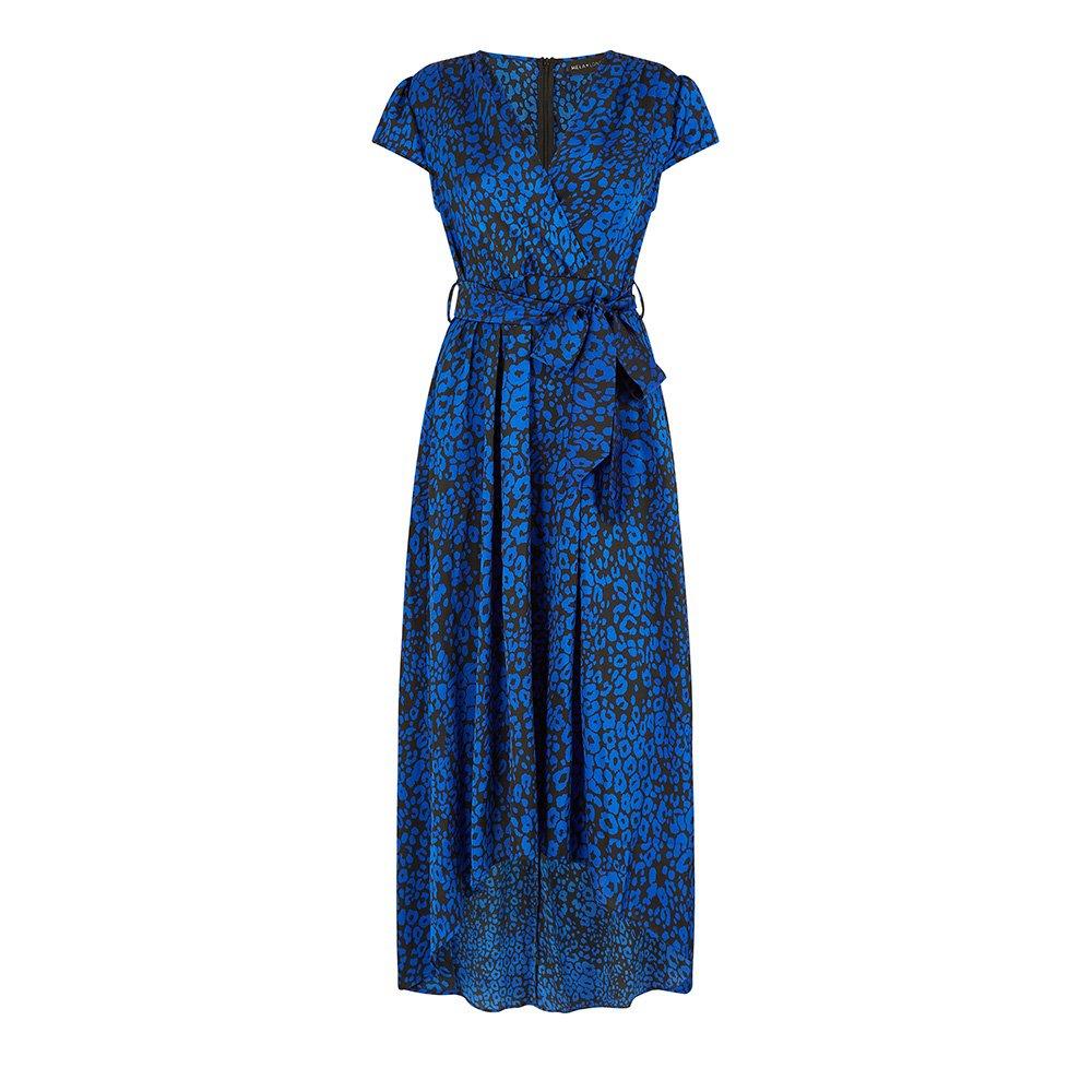 Blue - Mela London - Women's Satin Wrap Dress - 1