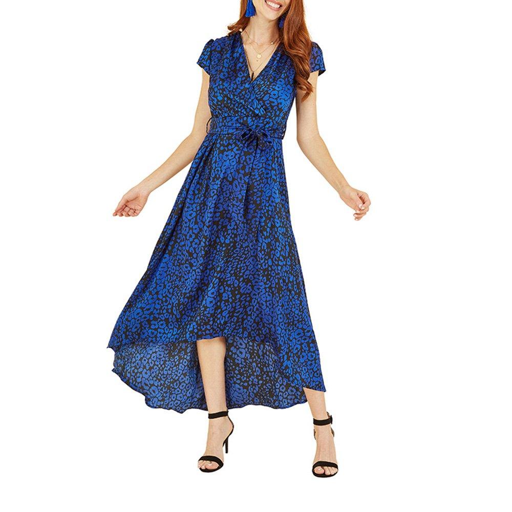 Blue - Mela London - Women's Satin Wrap Dress - 3