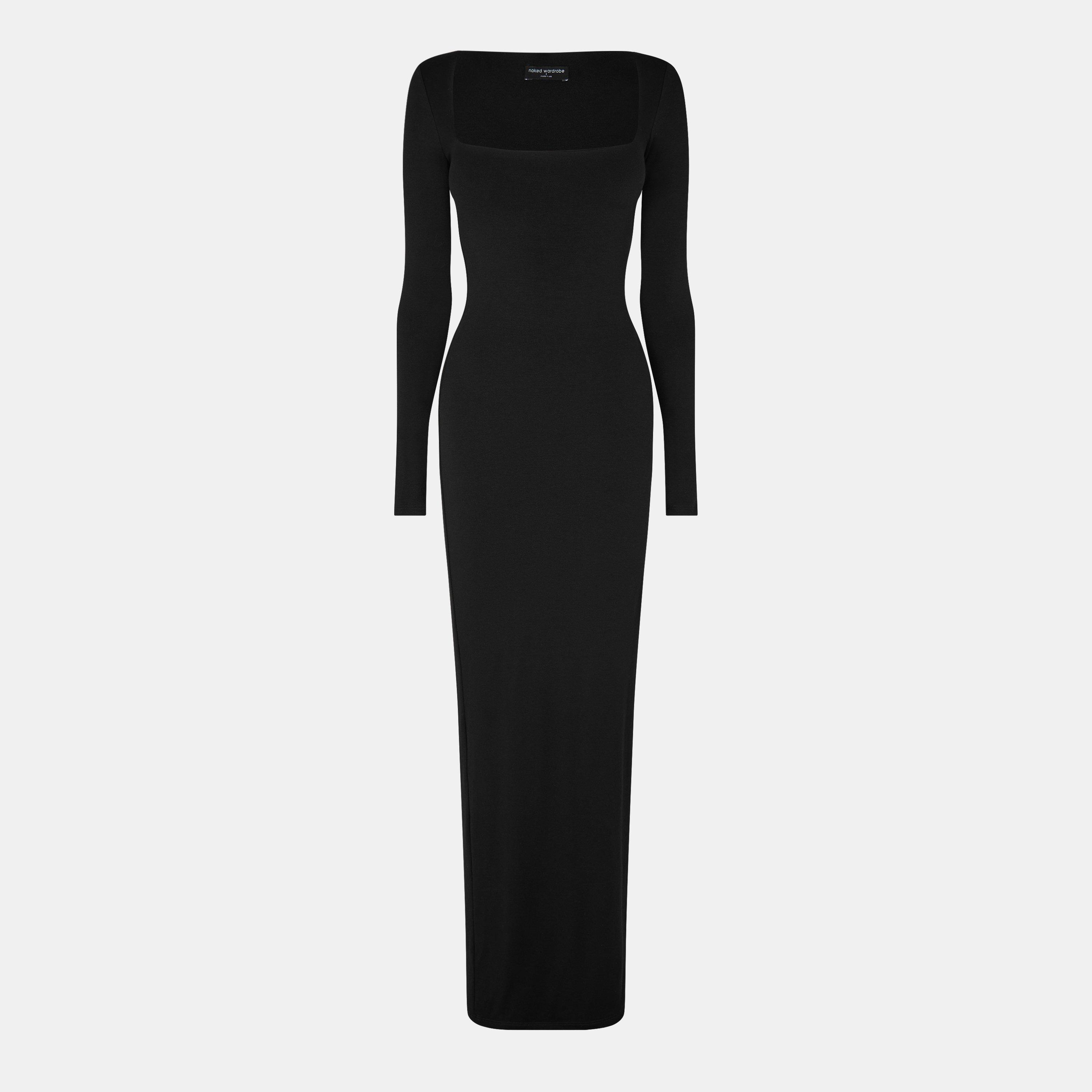 Black - Naked Wardrobe - Square Neck Sculpt Maxi Dress - 1