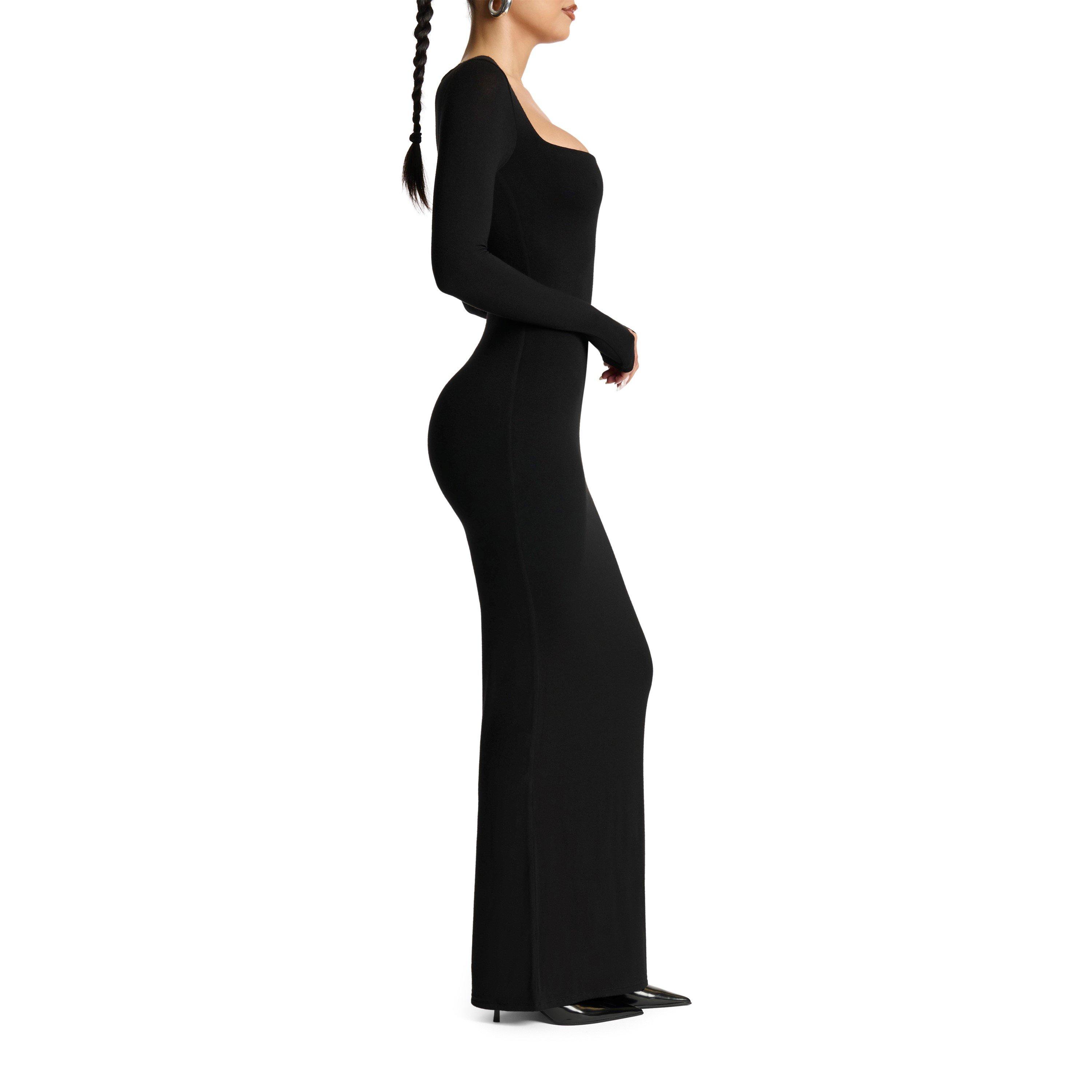 Black - Naked Wardrobe - Square Neck Sculpt Maxi Dress - 3
