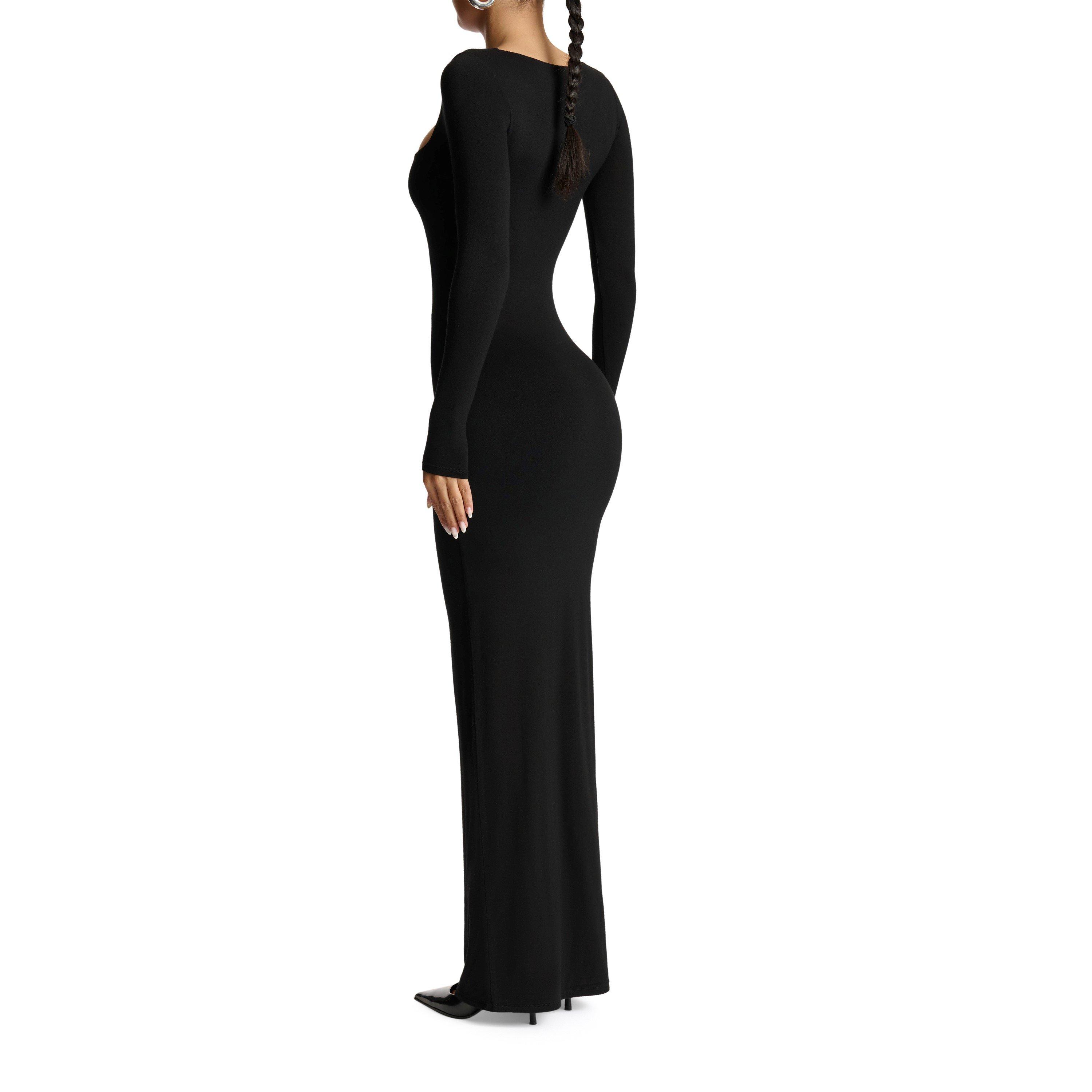 Black - Naked Wardrobe - Square Neck Sculpt Maxi Dress - 4