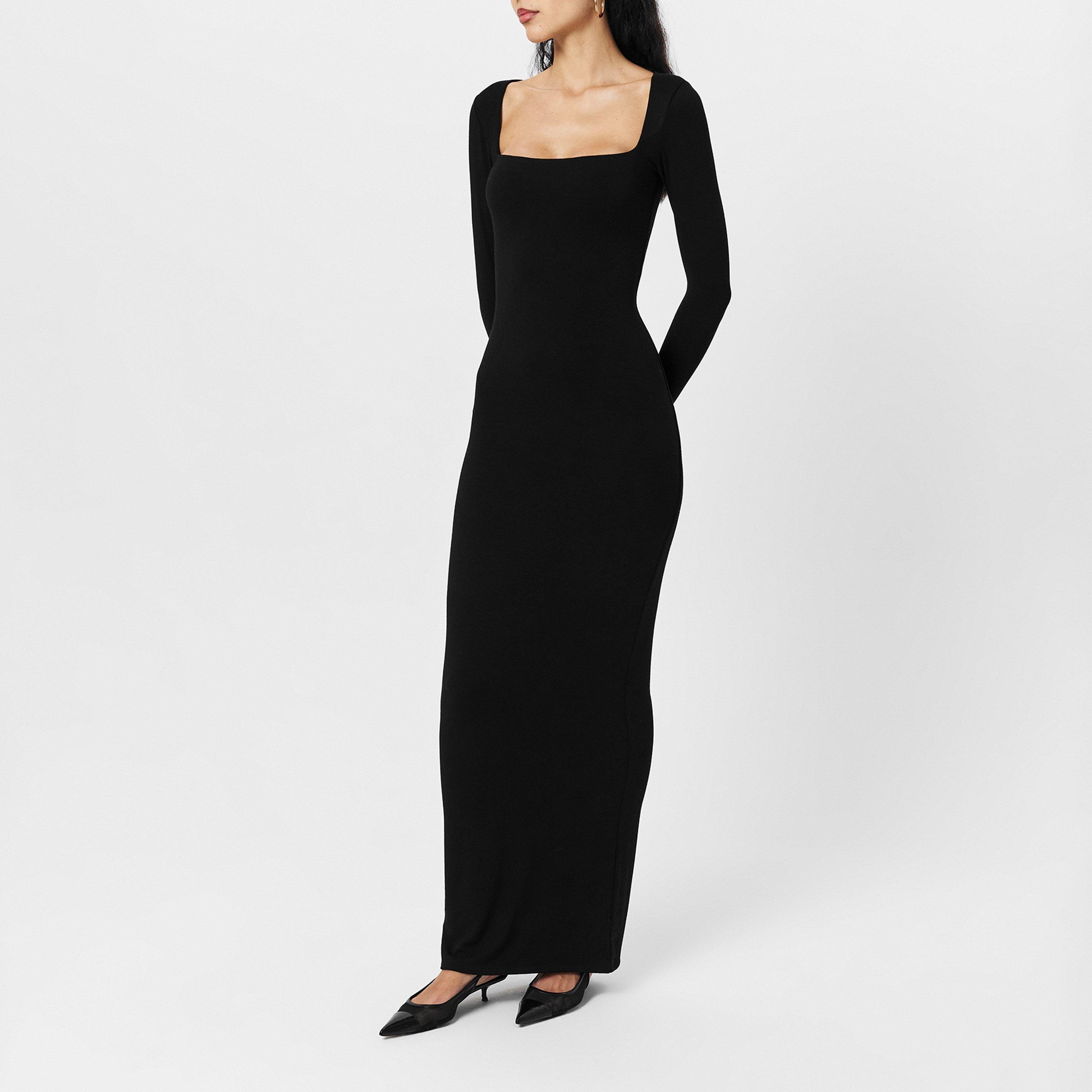 Black - Naked Wardrobe - Square Neck Sculpt Maxi Dress - 6